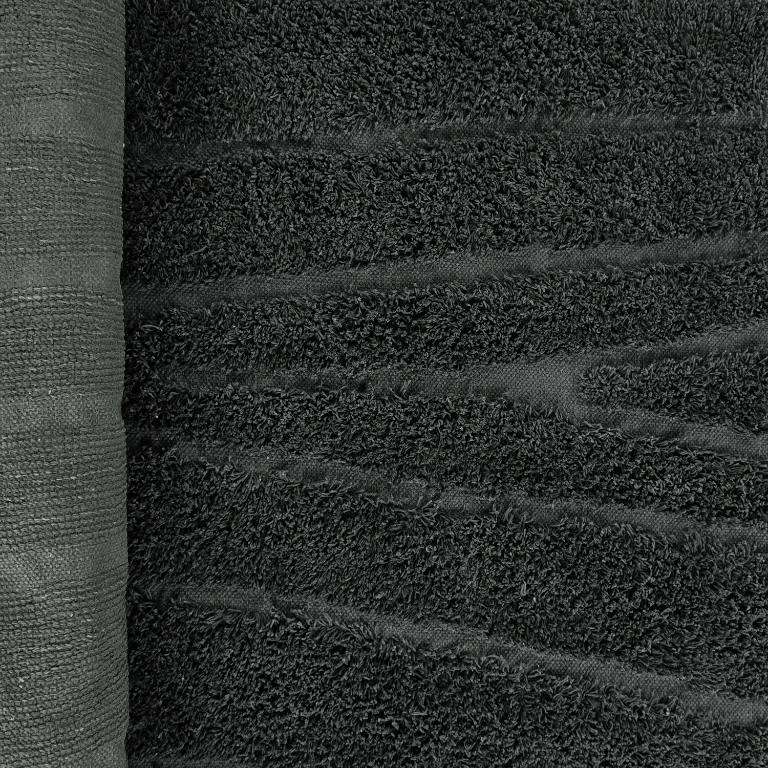 Ronde vloerkleden - Farley Natural Cotton Shaggy (zwart)