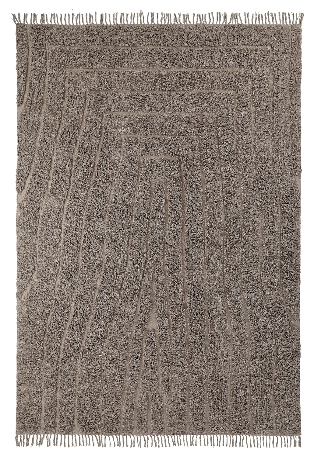 Hoogpolig vloerkleed - Farley Natural Cotton Shaggy (taupe)