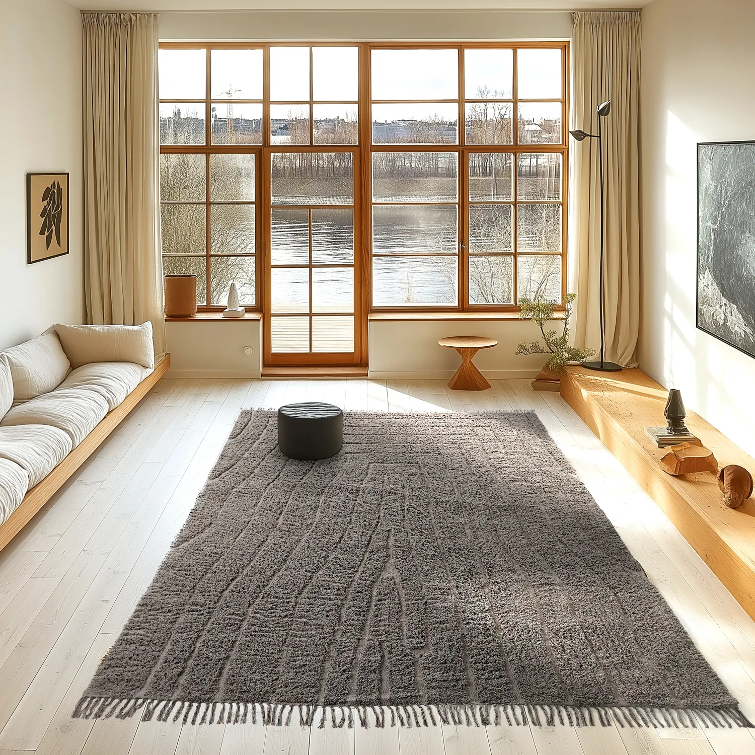 Hoogpolig vloerkleed - Farley Natural Cotton Shaggy (taupe)