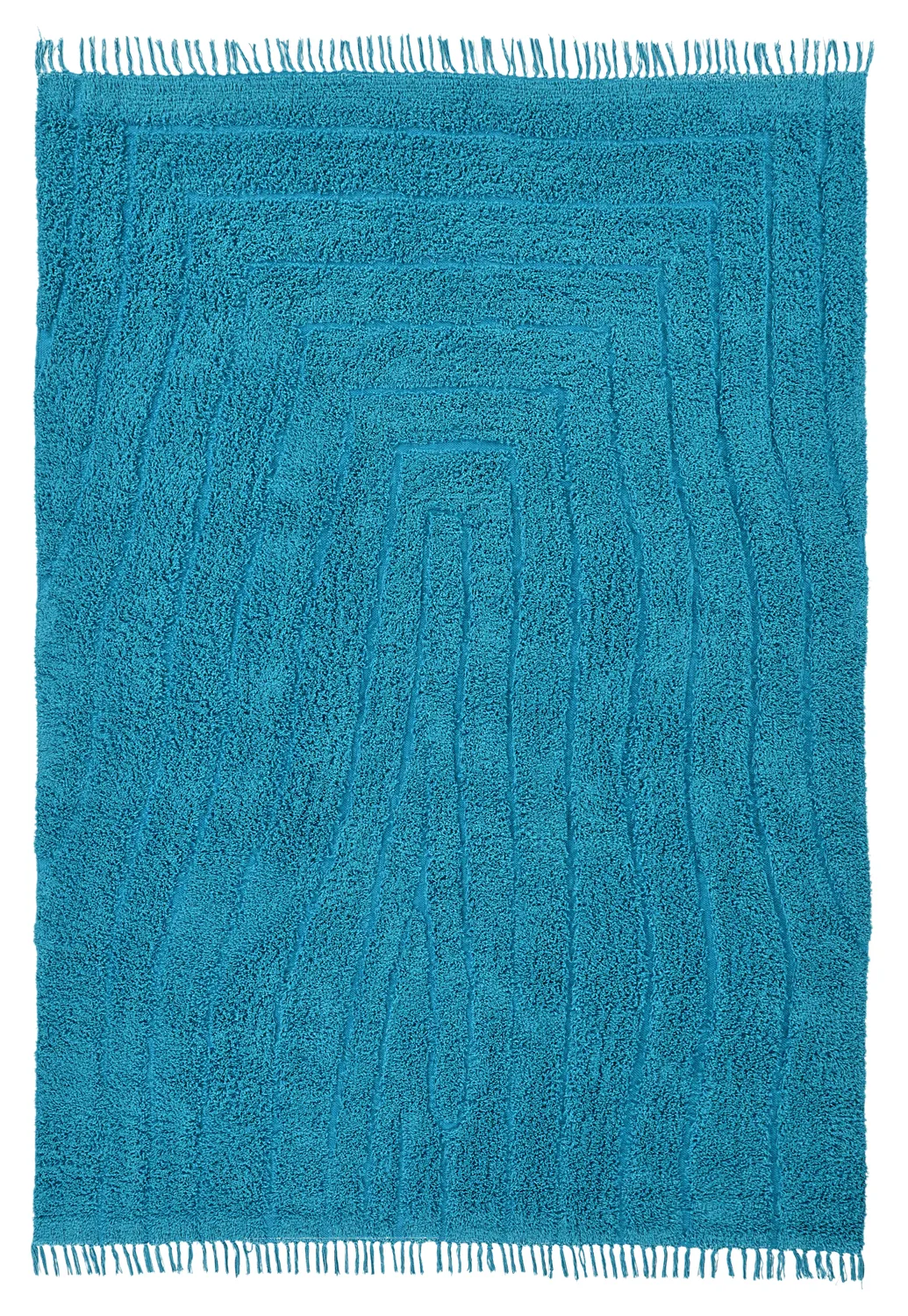 Hoogpolig vloerkleed - Farley Natural Cotton Shaggy (turkoois)