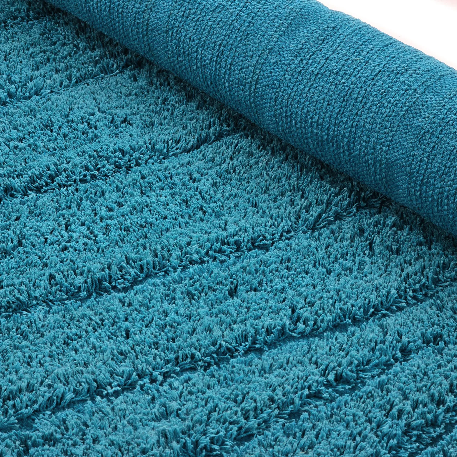 Ronde vloerkleden - Farley Natural Cotton Shaggy (turkoois)