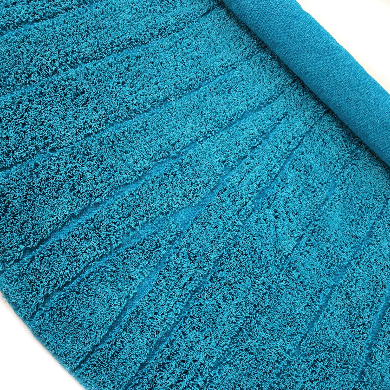 Ronde vloerkleden - Farley Natural Cotton Shaggy (turkoois)