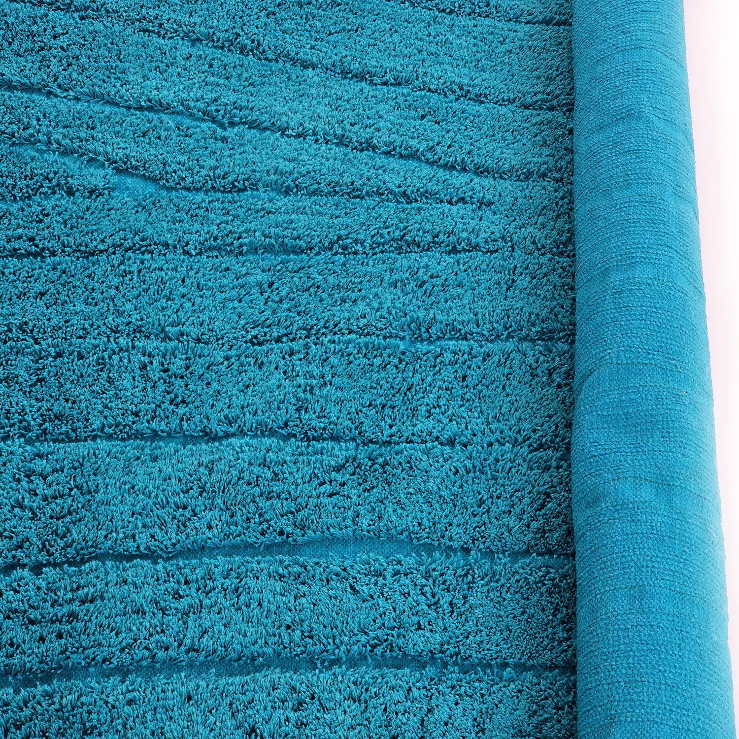 Ronde vloerkleden - Farley Natural Cotton Shaggy (turkoois)