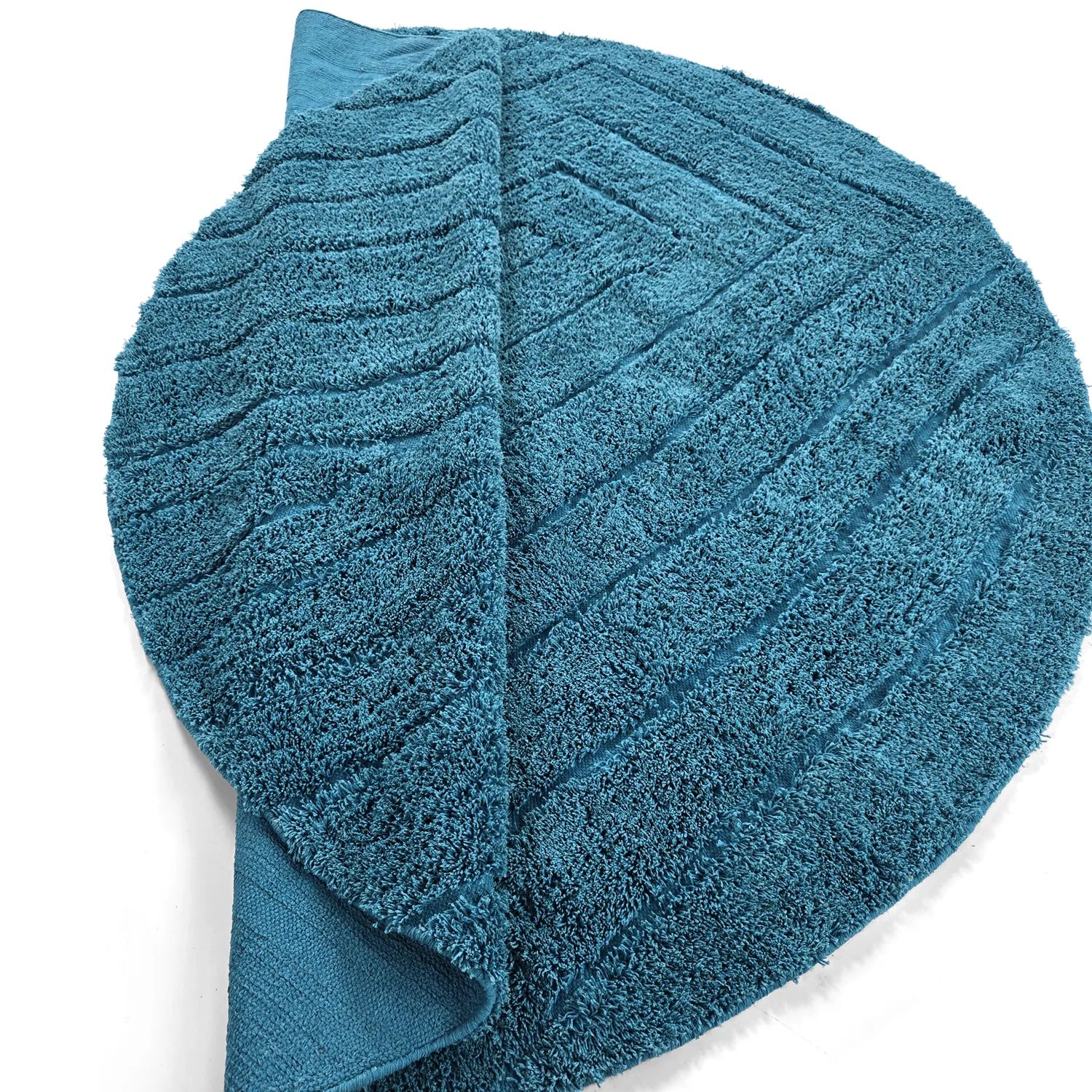 Ronde vloerkleden - Farley Natural Cotton Shaggy (turkoois)