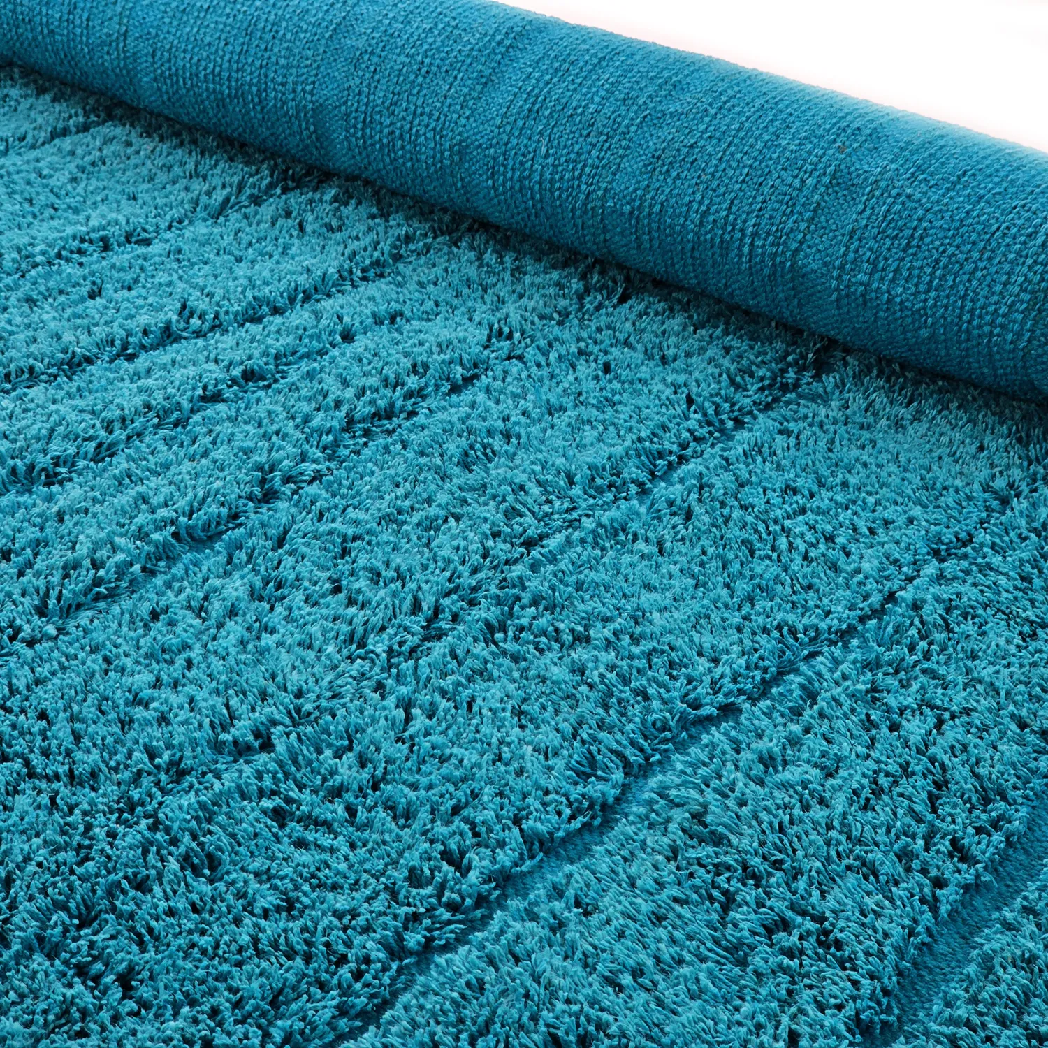 Ronde vloerkleden - Farley Natural Cotton Shaggy (turkoois)