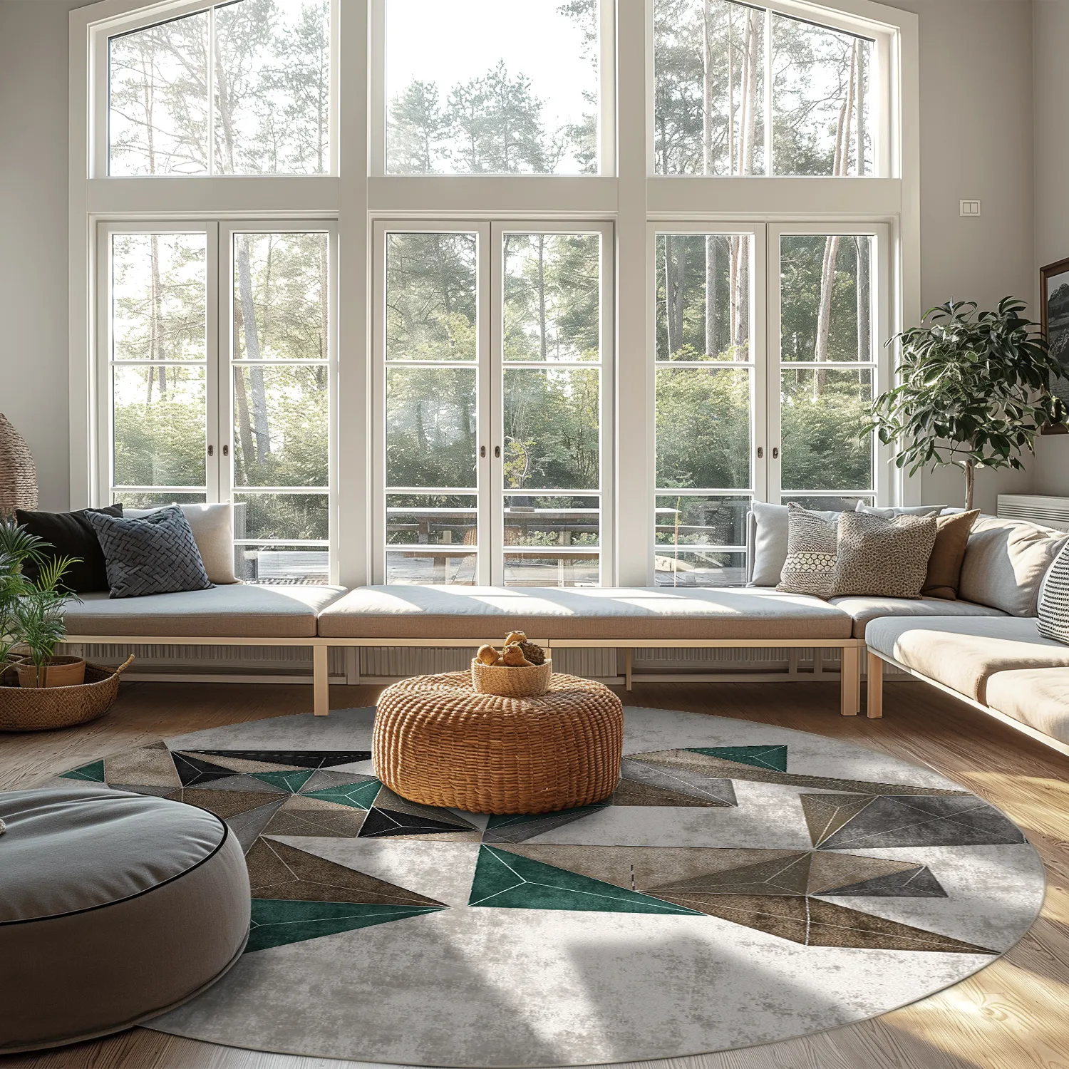 Rond vloerkleed - Feres (grijs/beige/multi)