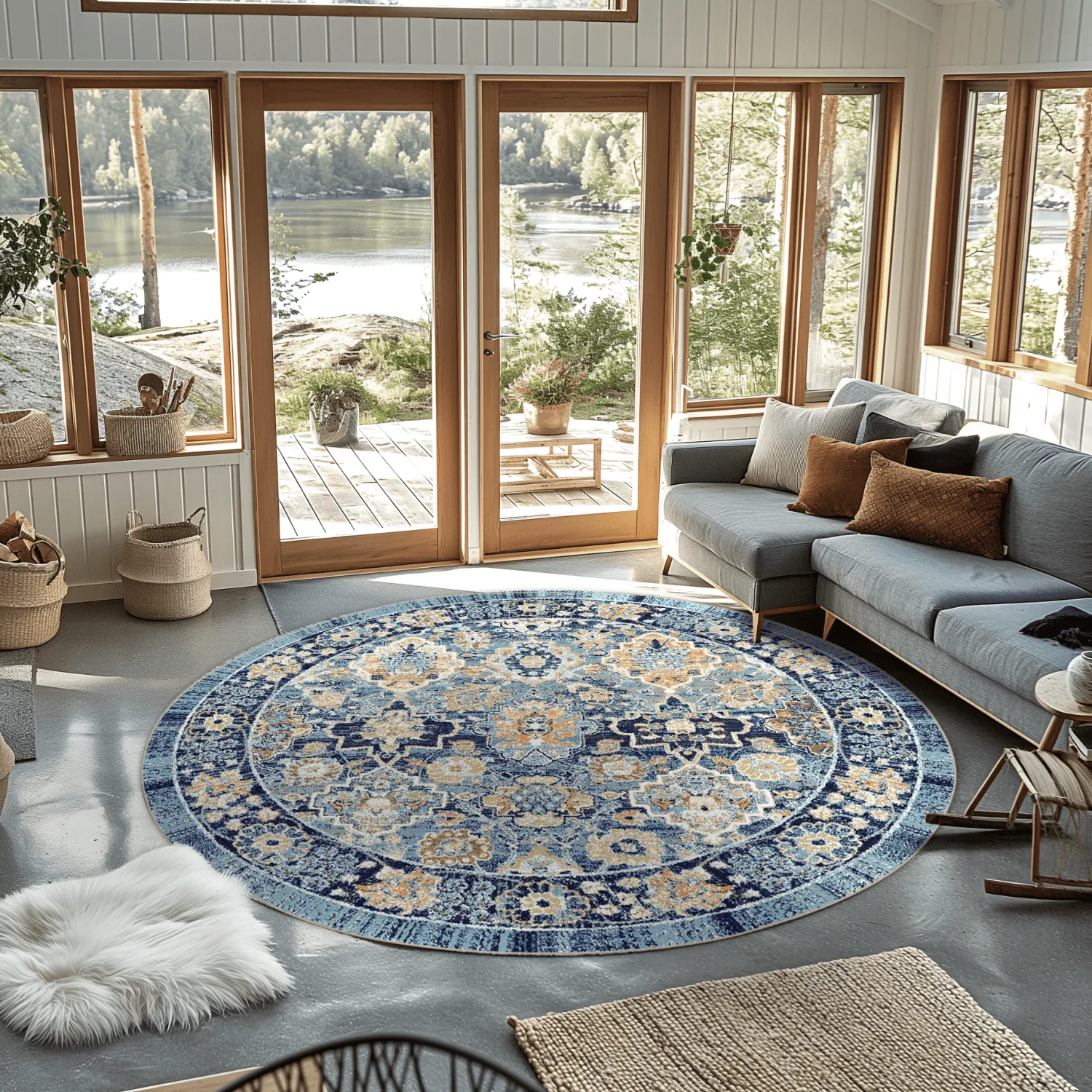 Rond vloerkleed - Fernana (blauw/multi)