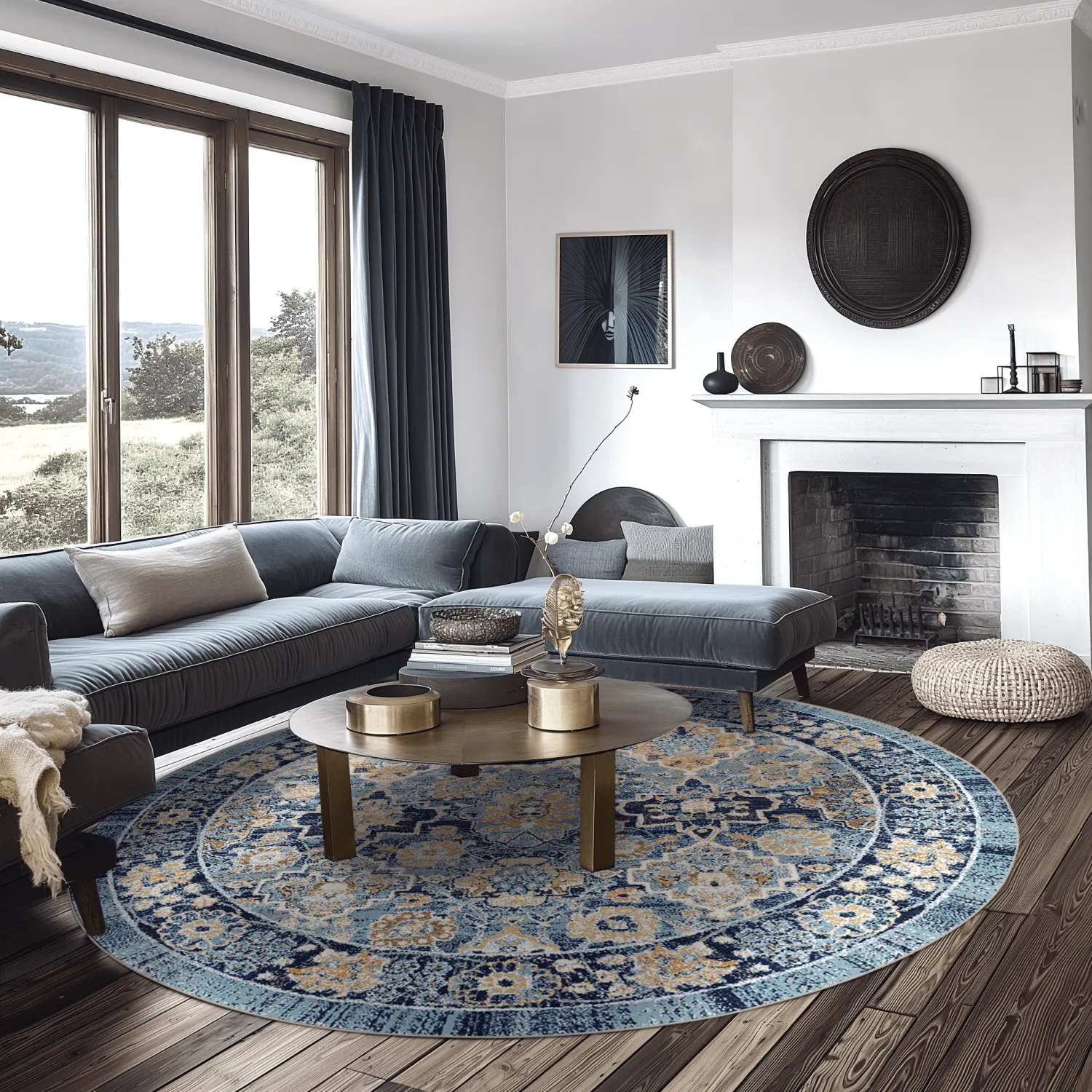 Rond vloerkleed - Fernana (blauw/multi)