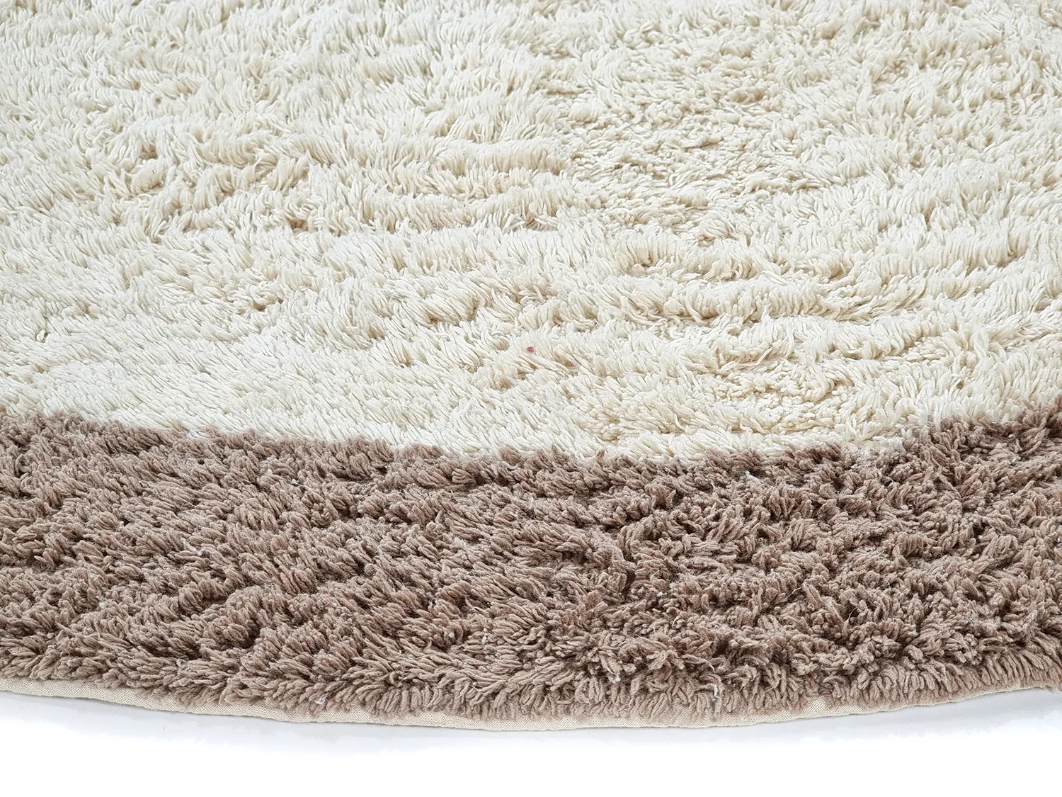 Ronde vloerkleden - Galliano Natural Cotton Shaggy (gebroken wit/bruin)