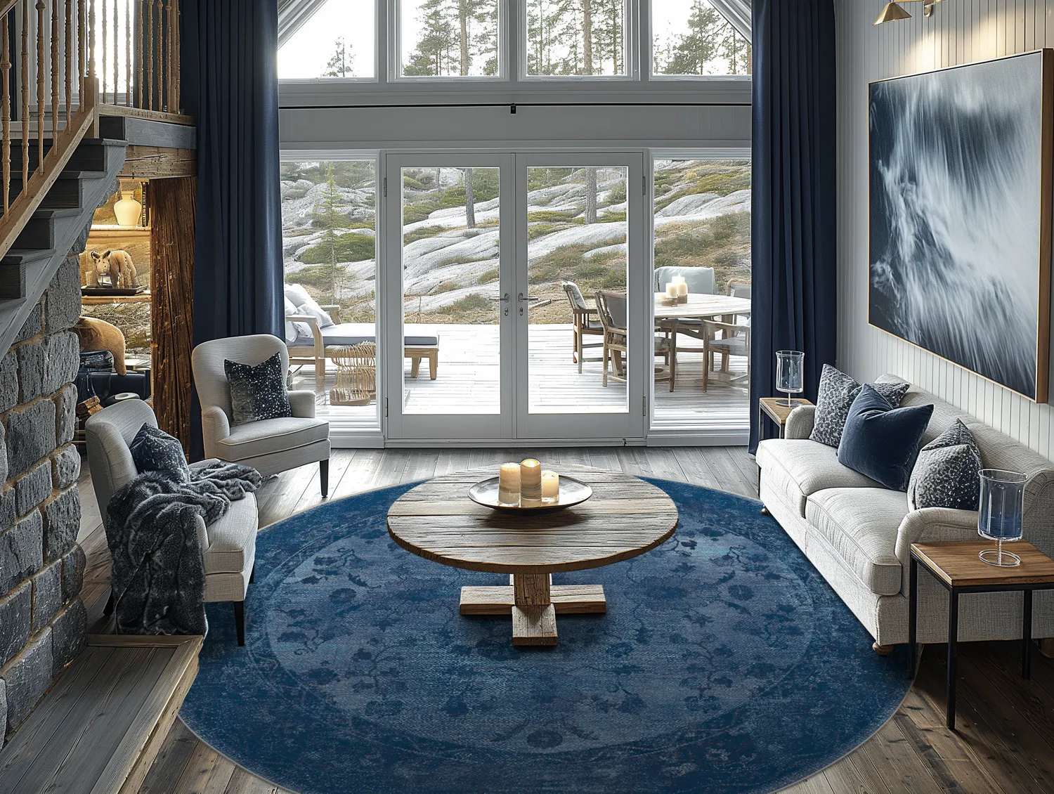 Rond vloerkleed - Gombalia (blauw)