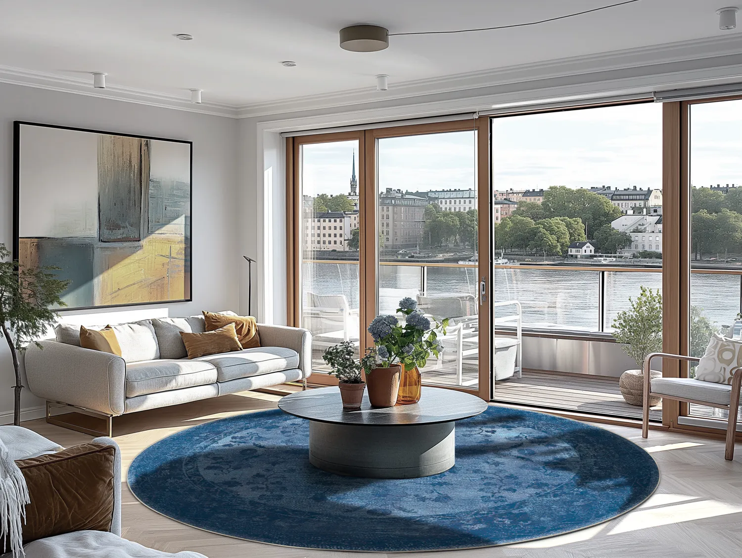 Rond vloerkleed - Gombalia (blauw)