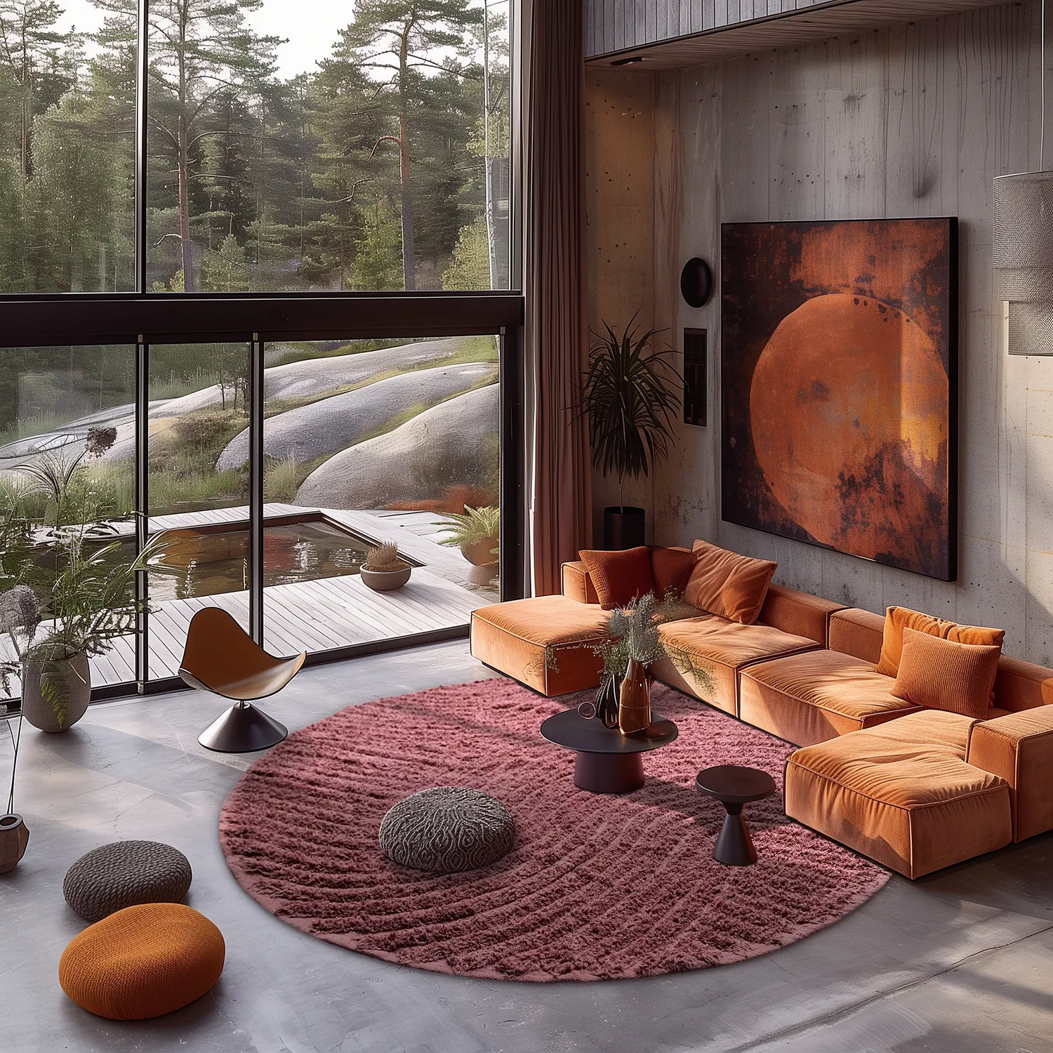 Ronde vloerkleden - Halo Natural Cotton Shaggy (rood)