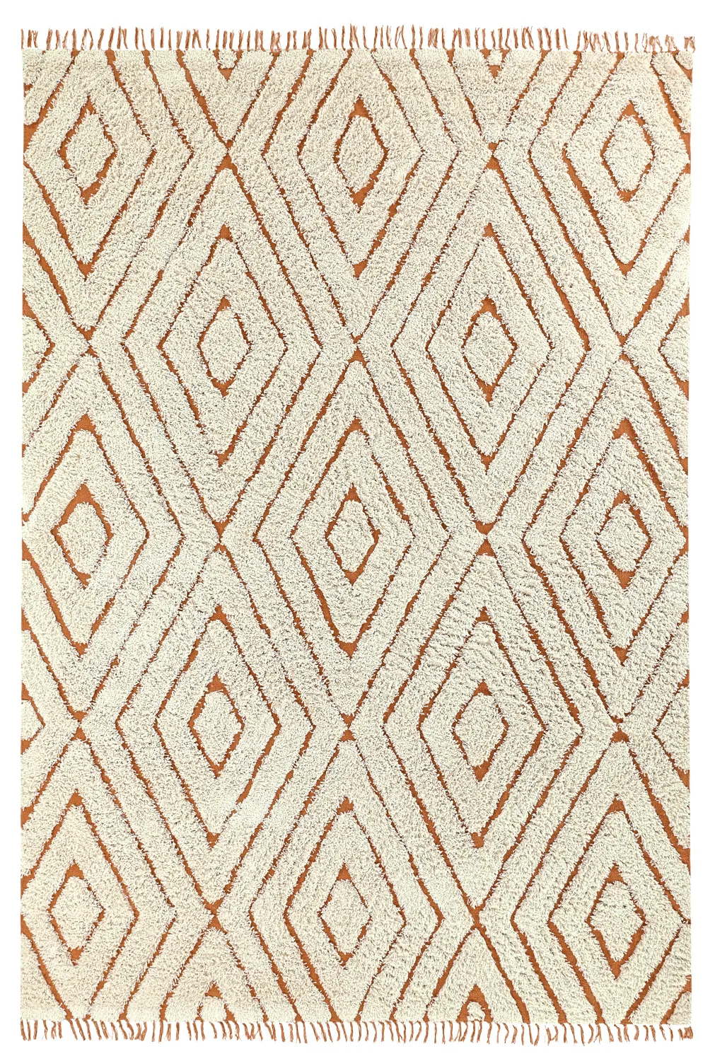 Hoogpolig vloerkleed - Holwell Natural Cotton Shaggy (gebroken wit/bruin)