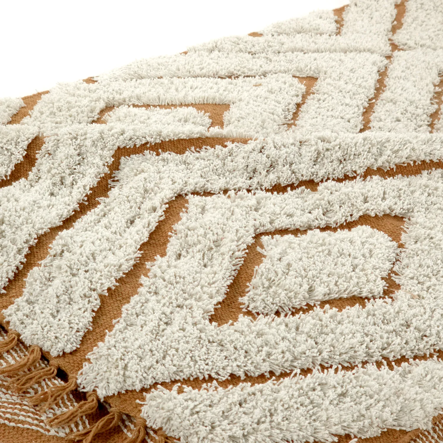 Hoogpolig vloerkleed - Holwell Natural Cotton Shaggy (gebroken wit/bruin)