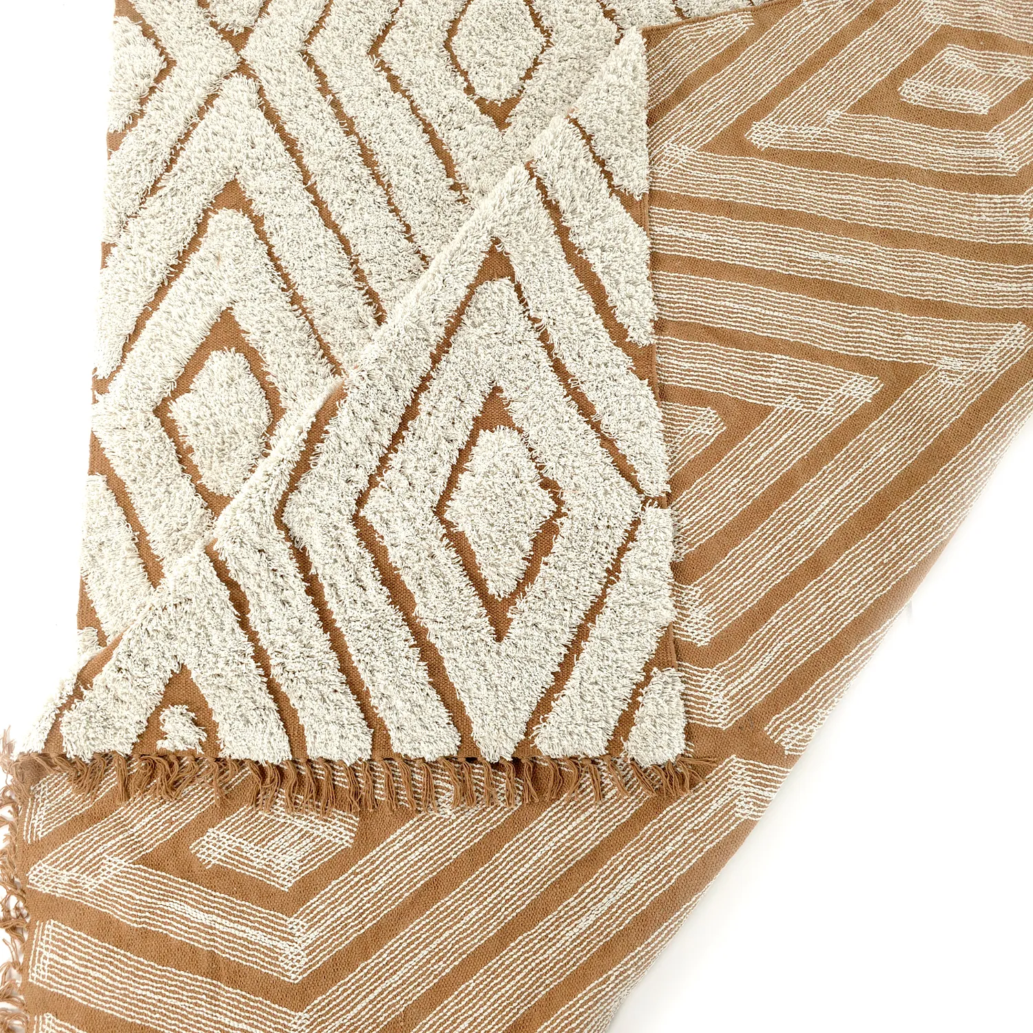 Hoogpolig vloerkleed - Holwell Natural Cotton Shaggy (gebroken wit/bruin)