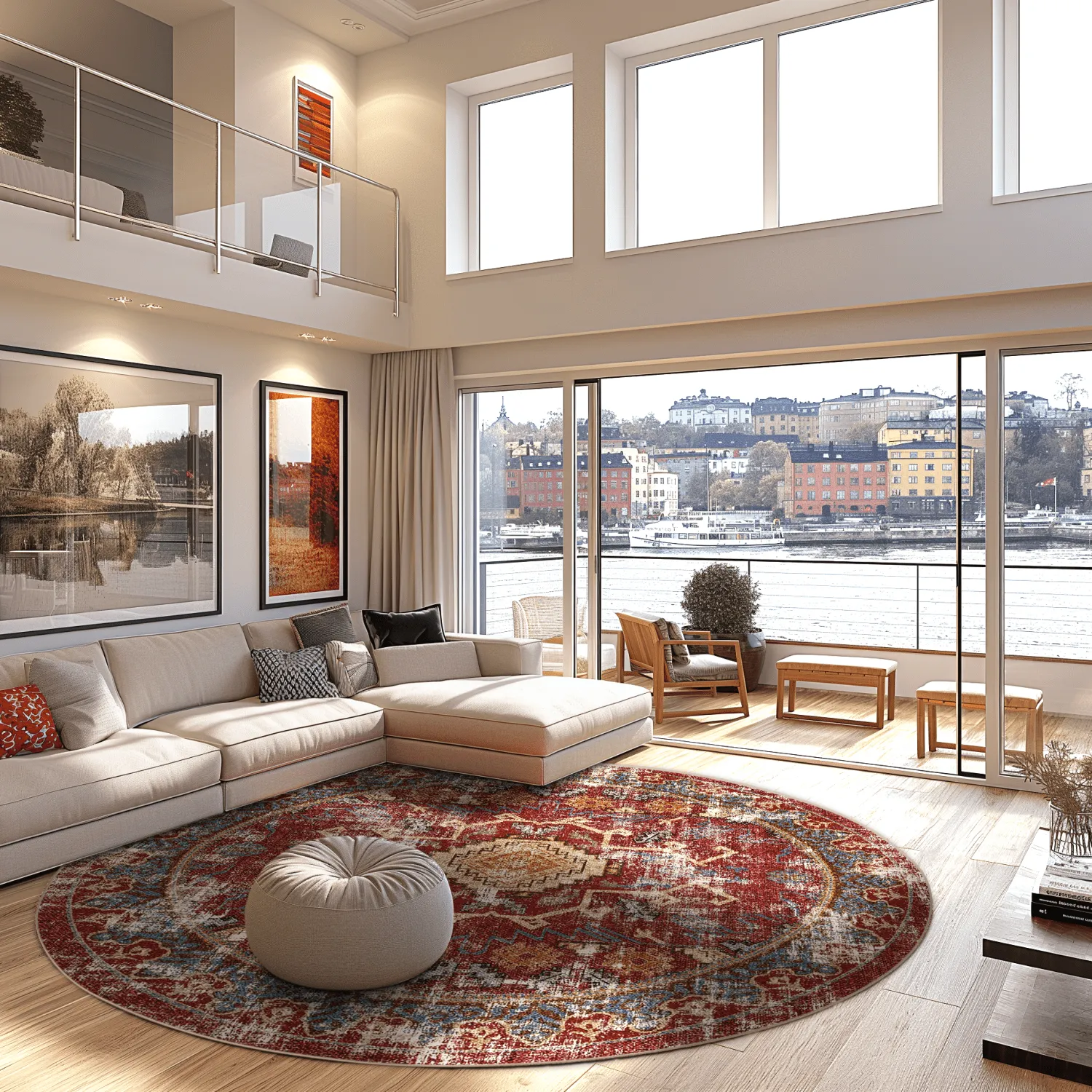 Rond vloerkleed - Idri (rood/multi)