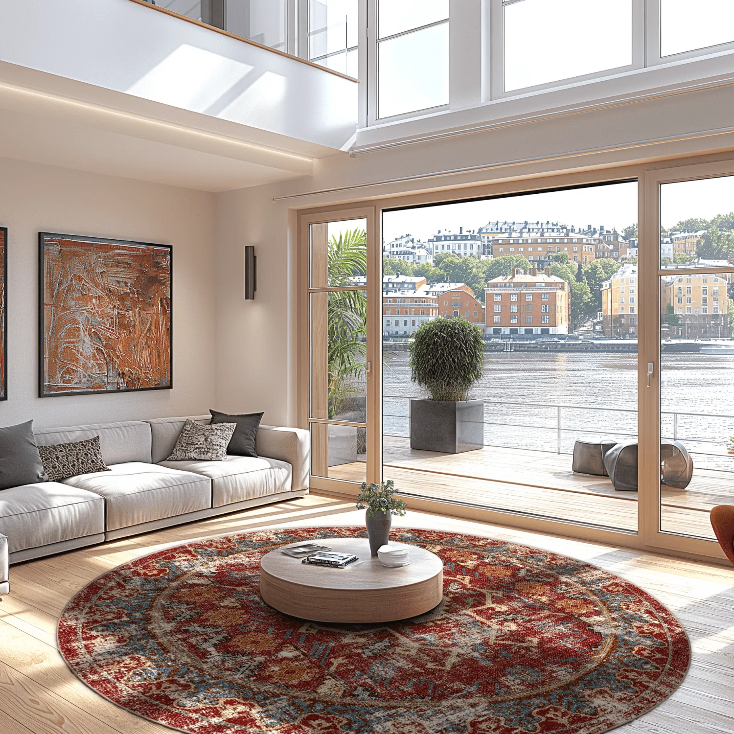 Rond vloerkleed - Idri (rood/multi)