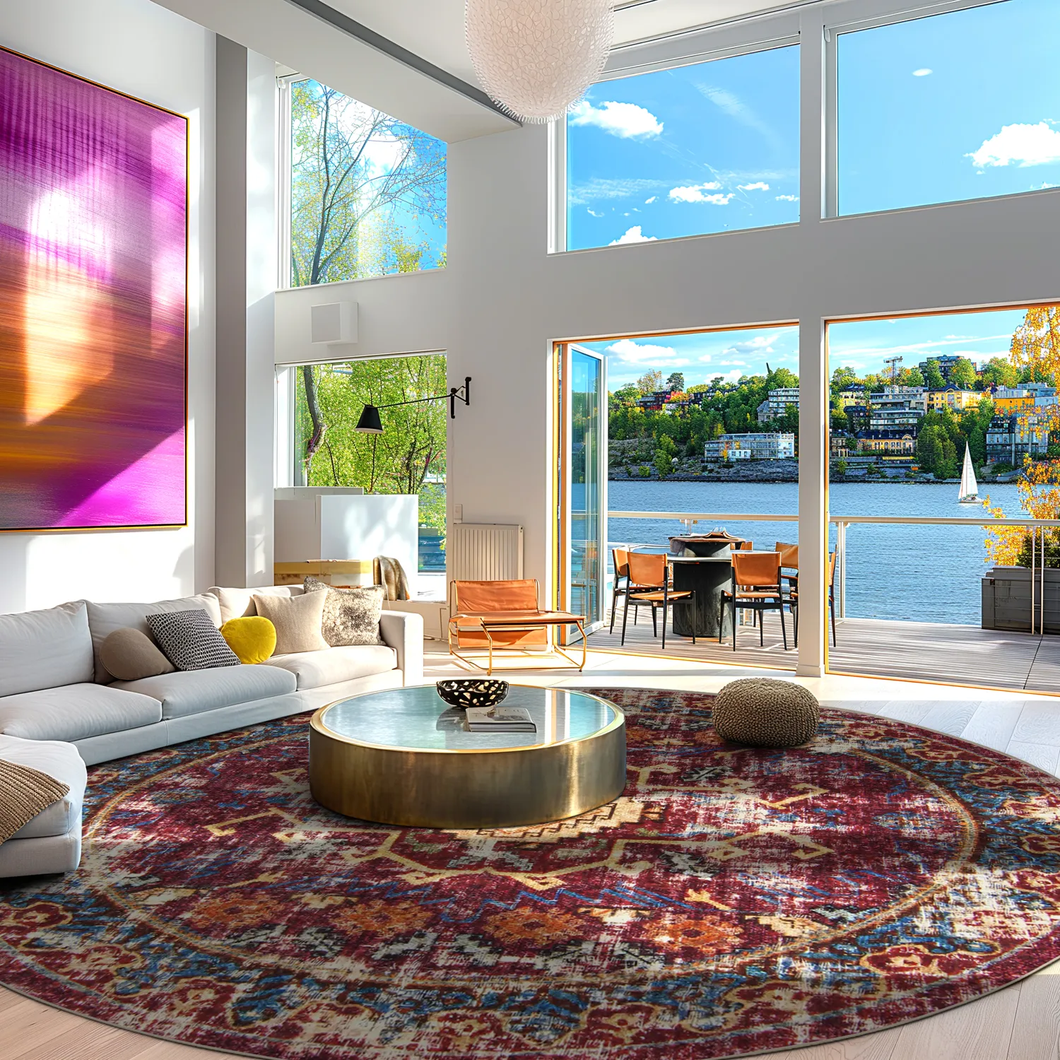 Rond vloerkleed - Idri (bordeaux/multi)