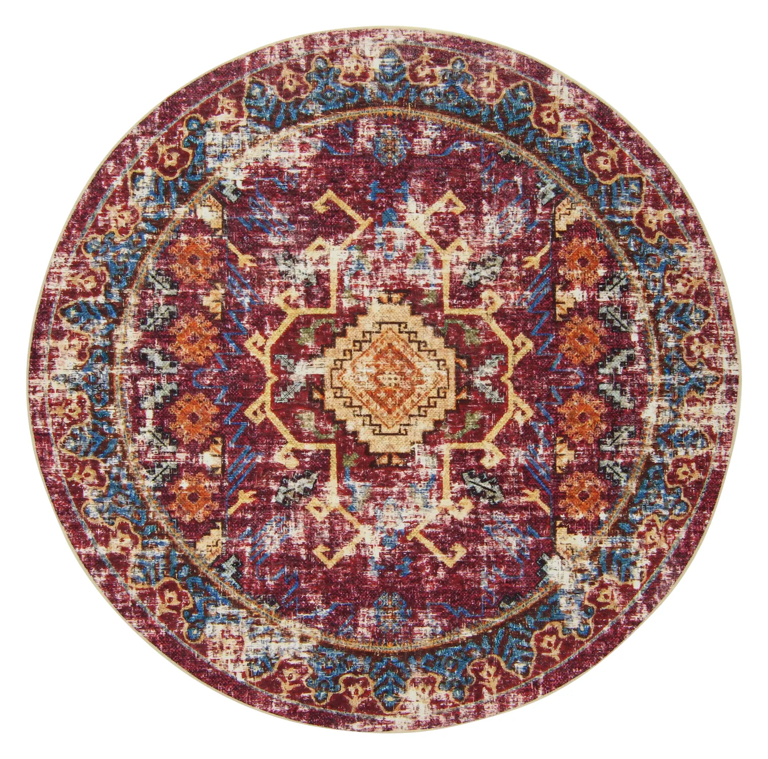 Rond vloerkleed - Idri (bordeaux/multi)