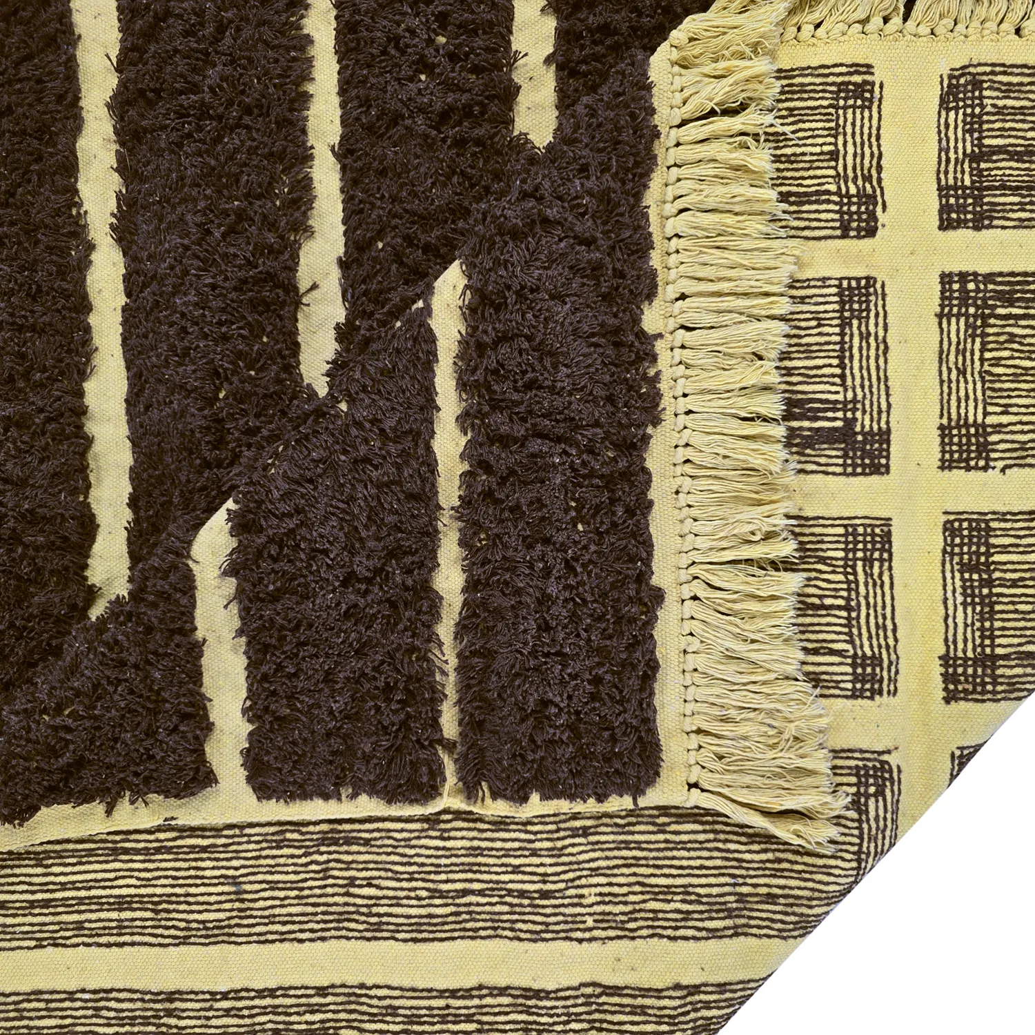 Hoogpolig vloerkleed - Ikara Natural Cotton Shaggy (bruin)