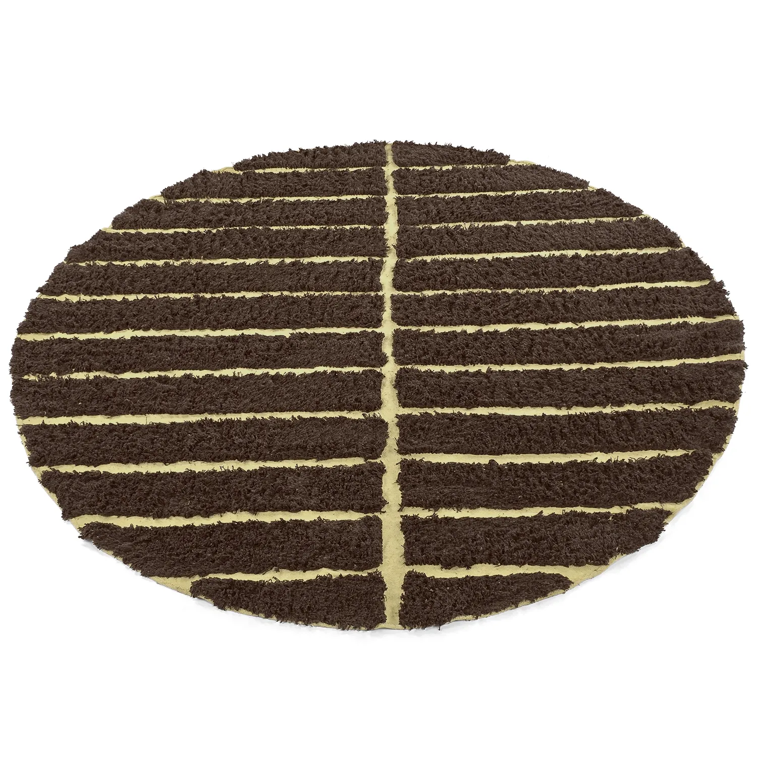 Rond vloerkleed - Ikara Natural Cotton Shaggy (bruin)