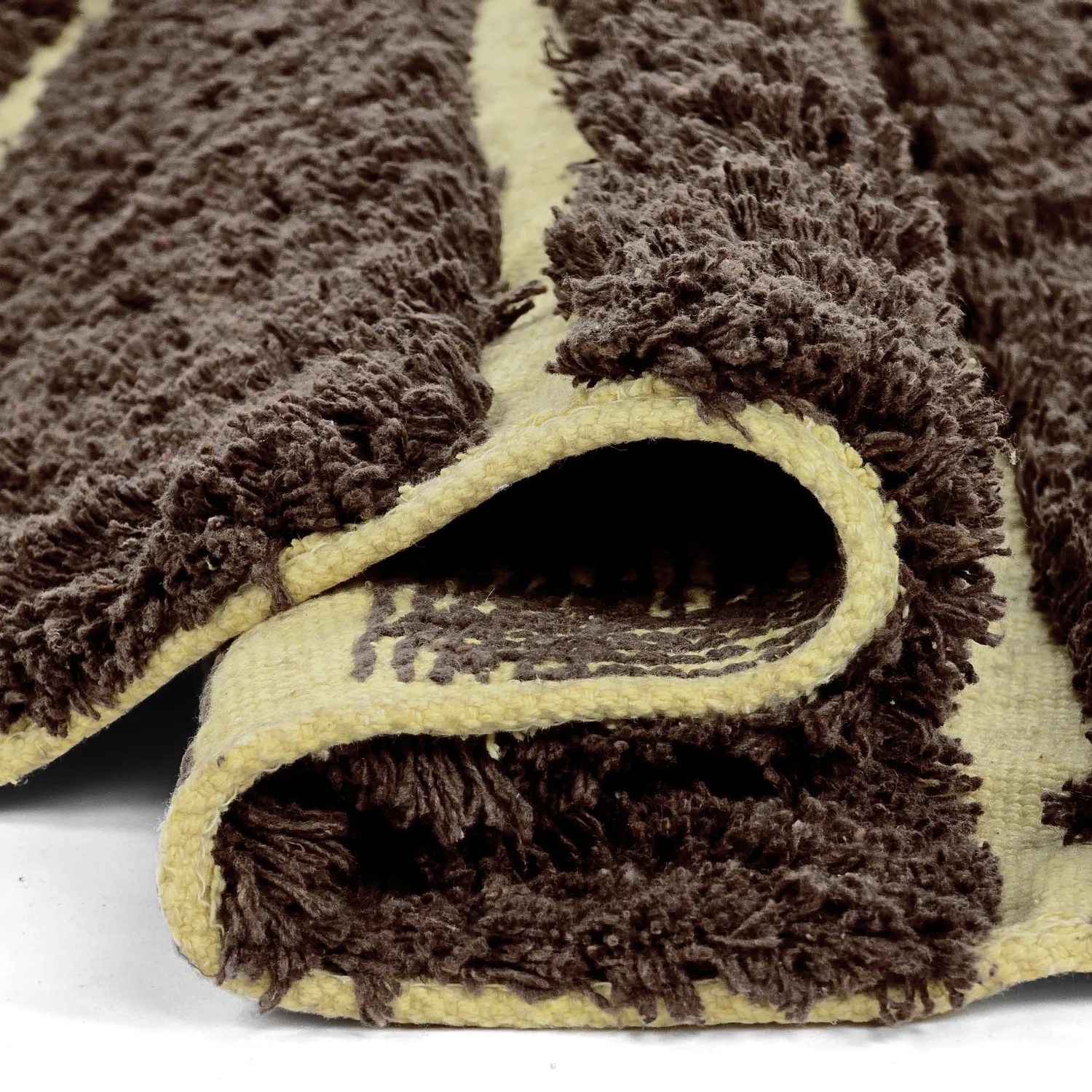 Rond vloerkleed - Ikara Natural Cotton Shaggy (bruin)