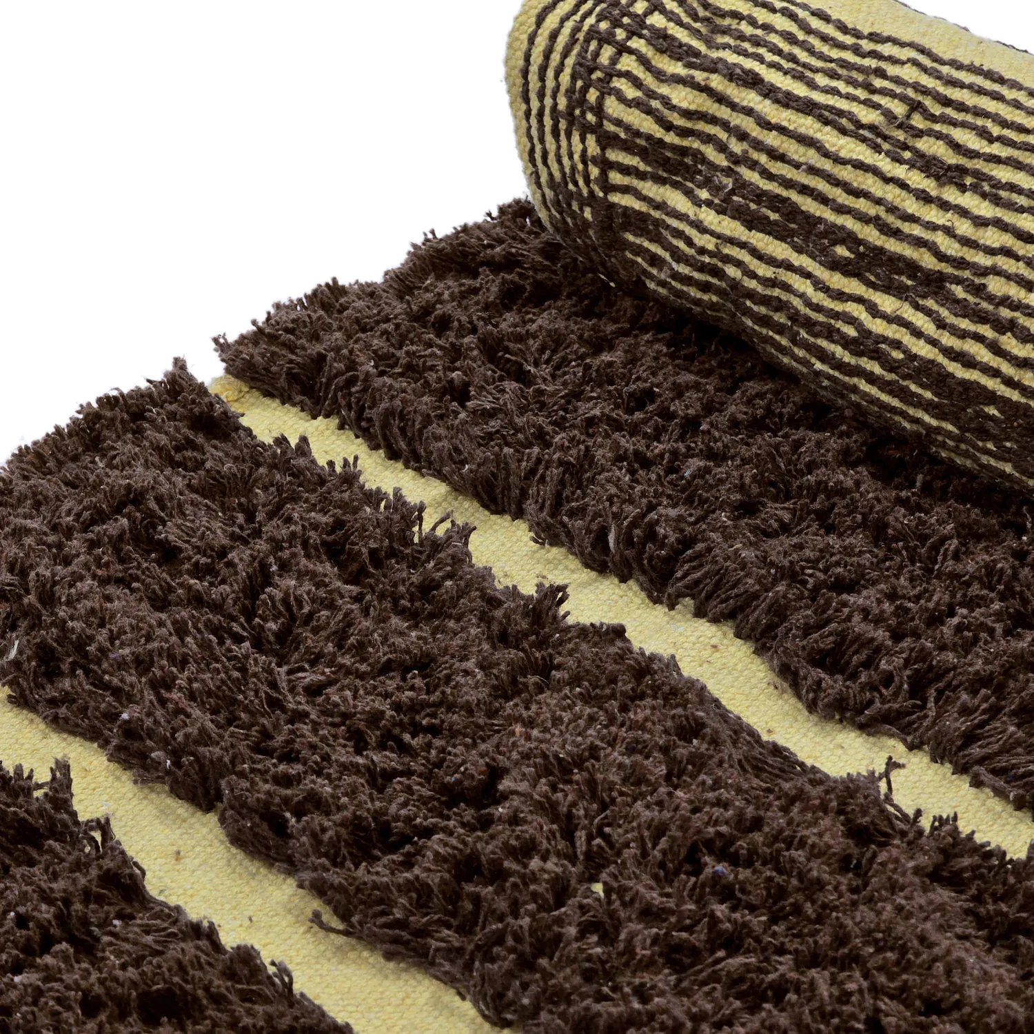 Rond vloerkleed - Ikara Natural Cotton Shaggy (bruin)
