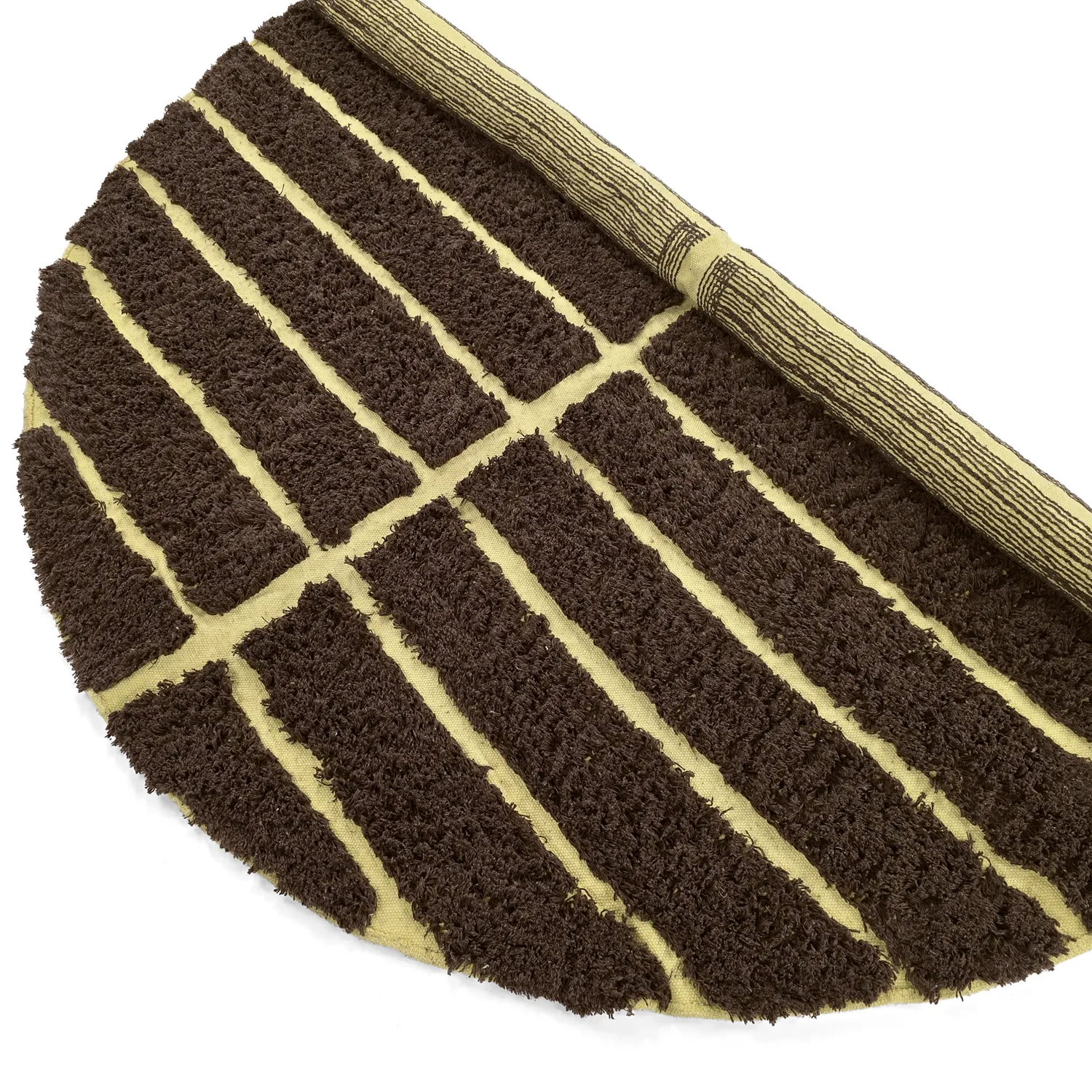 Rond vloerkleed - Ikara Natural Cotton Shaggy (bruin)