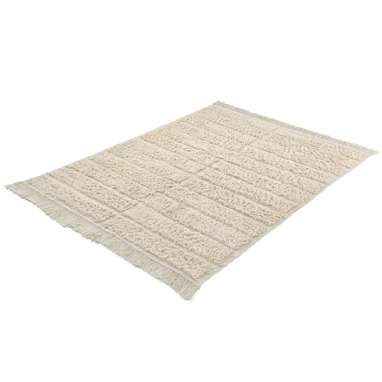 Hoogpolig vloerkleed - Ikara Natural Cotton Shaggy (room)