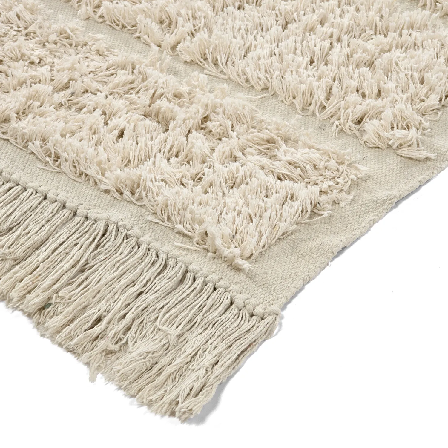 Hoogpolig vloerkleed - Ikara Natural Cotton Shaggy (room)