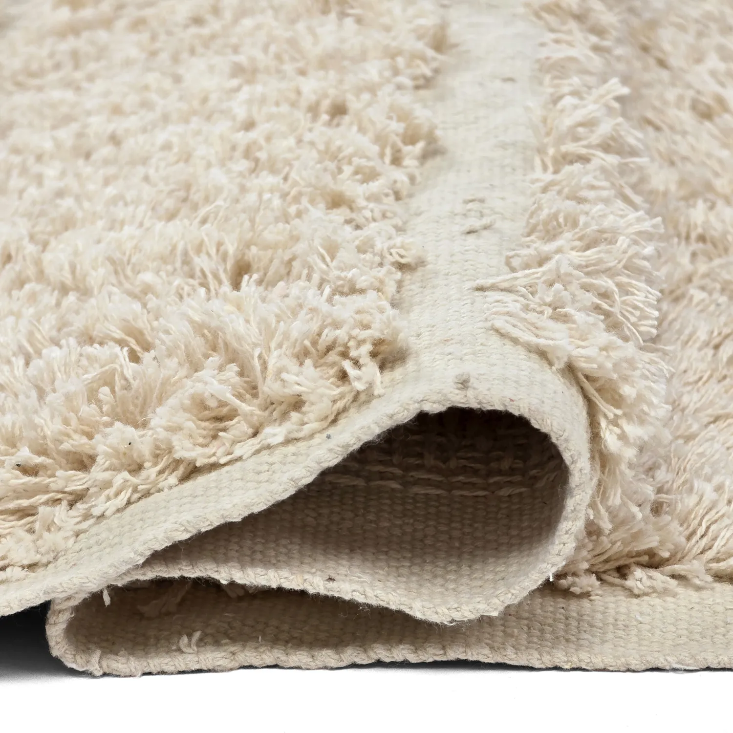 Hoogpolig vloerkleed - Ikara Natural Cotton Shaggy (room)