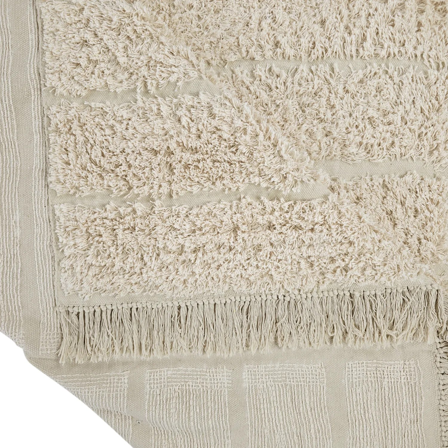 Hoogpolig vloerkleed - Ikara Natural Cotton Shaggy (room)
