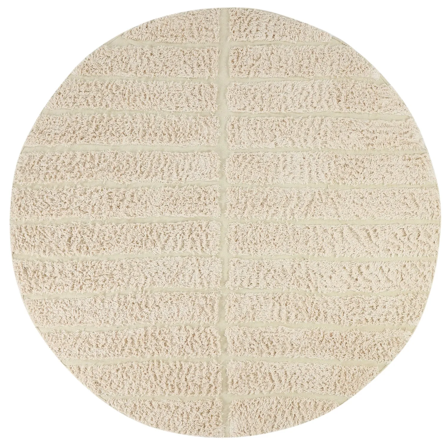 Rond vloerkleed - Ikara Natural Cotton Shaggy (room)