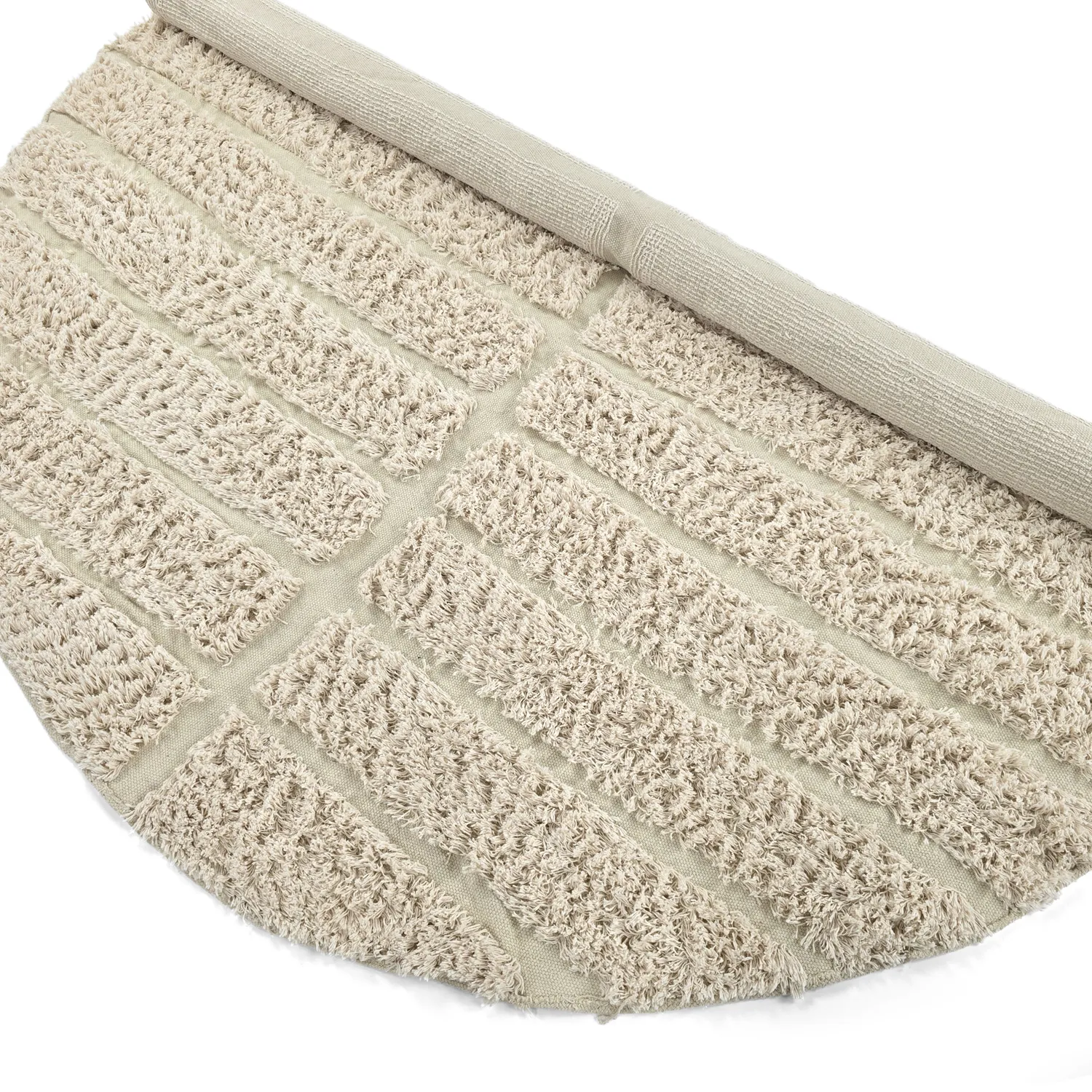 Rond vloerkleed - Ikara Natural Cotton Shaggy (room)