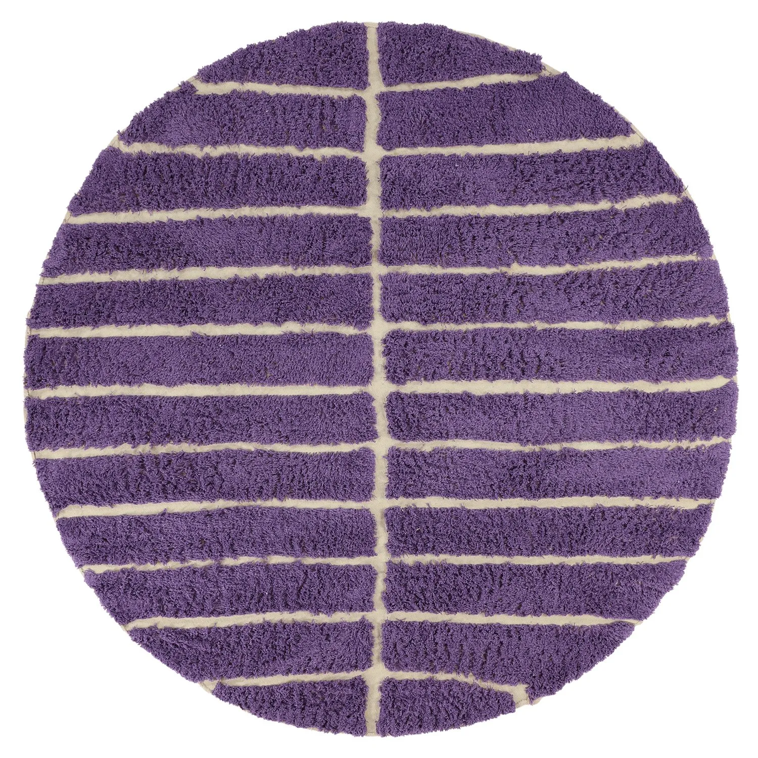 Rond vloerkleed - Ikara Natural Cotton Shaggy (paars)