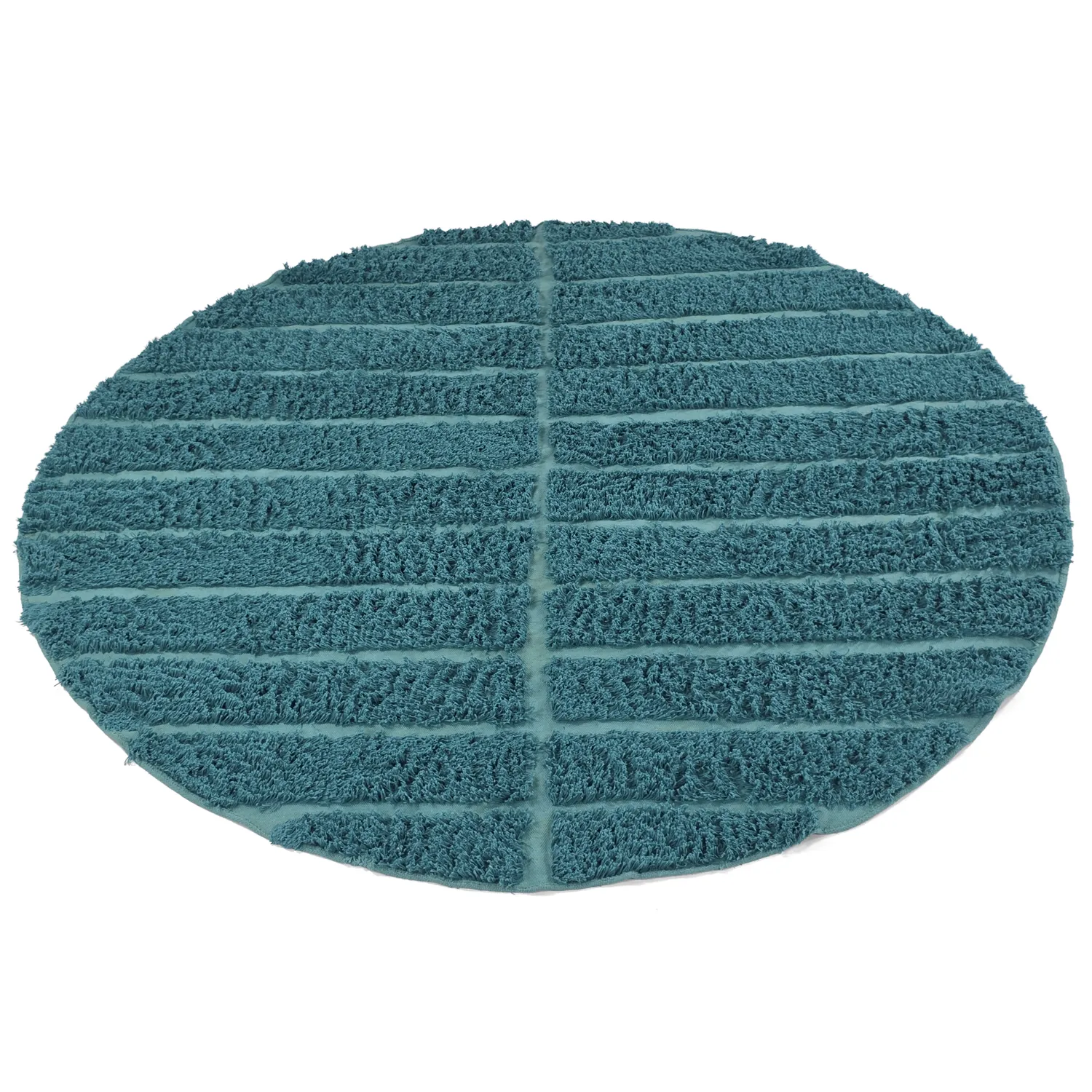 Rond vloerkleed - Ikara Natural Cotton Shaggy (turkoois)