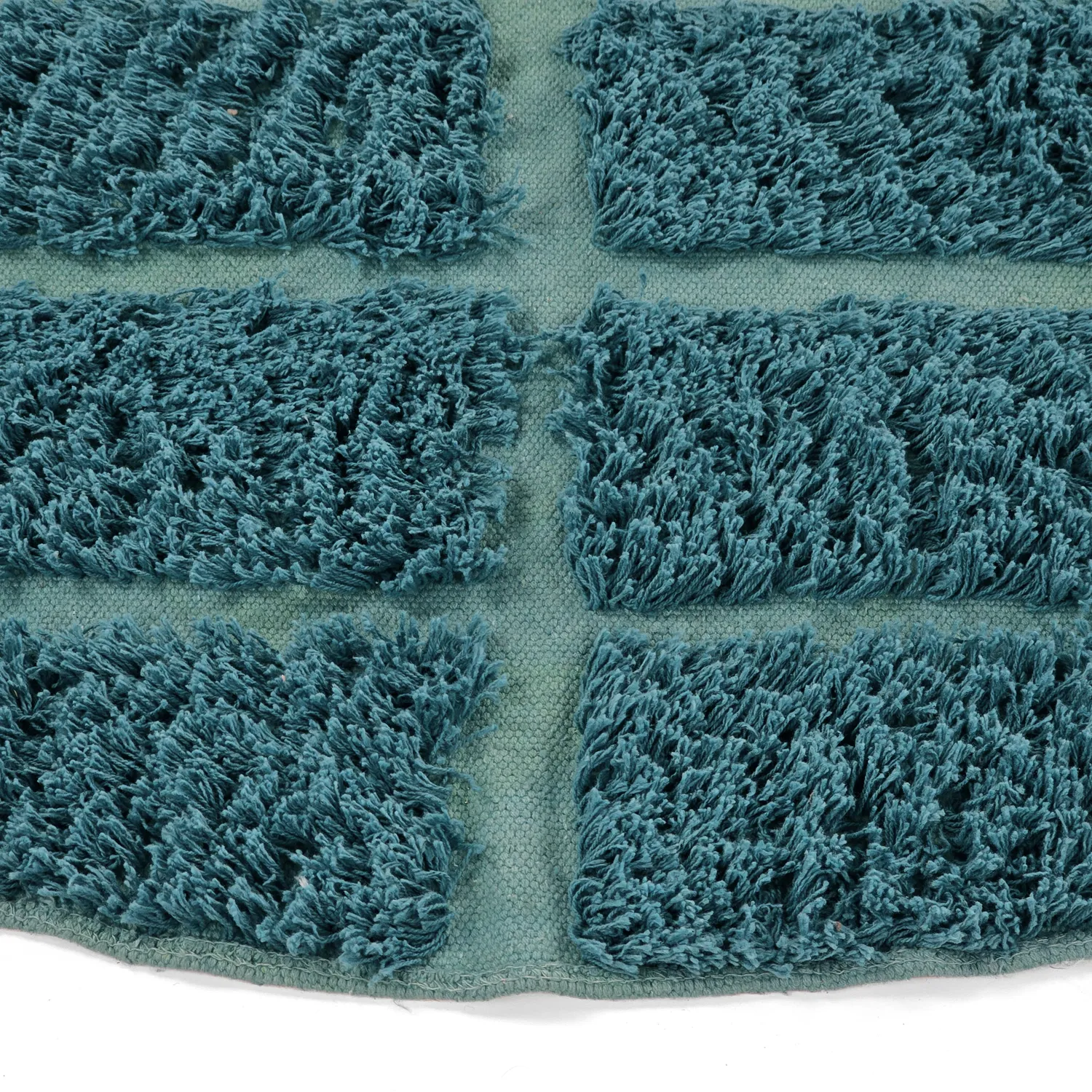Rond vloerkleed - Ikara Natural Cotton Shaggy (turkoois)