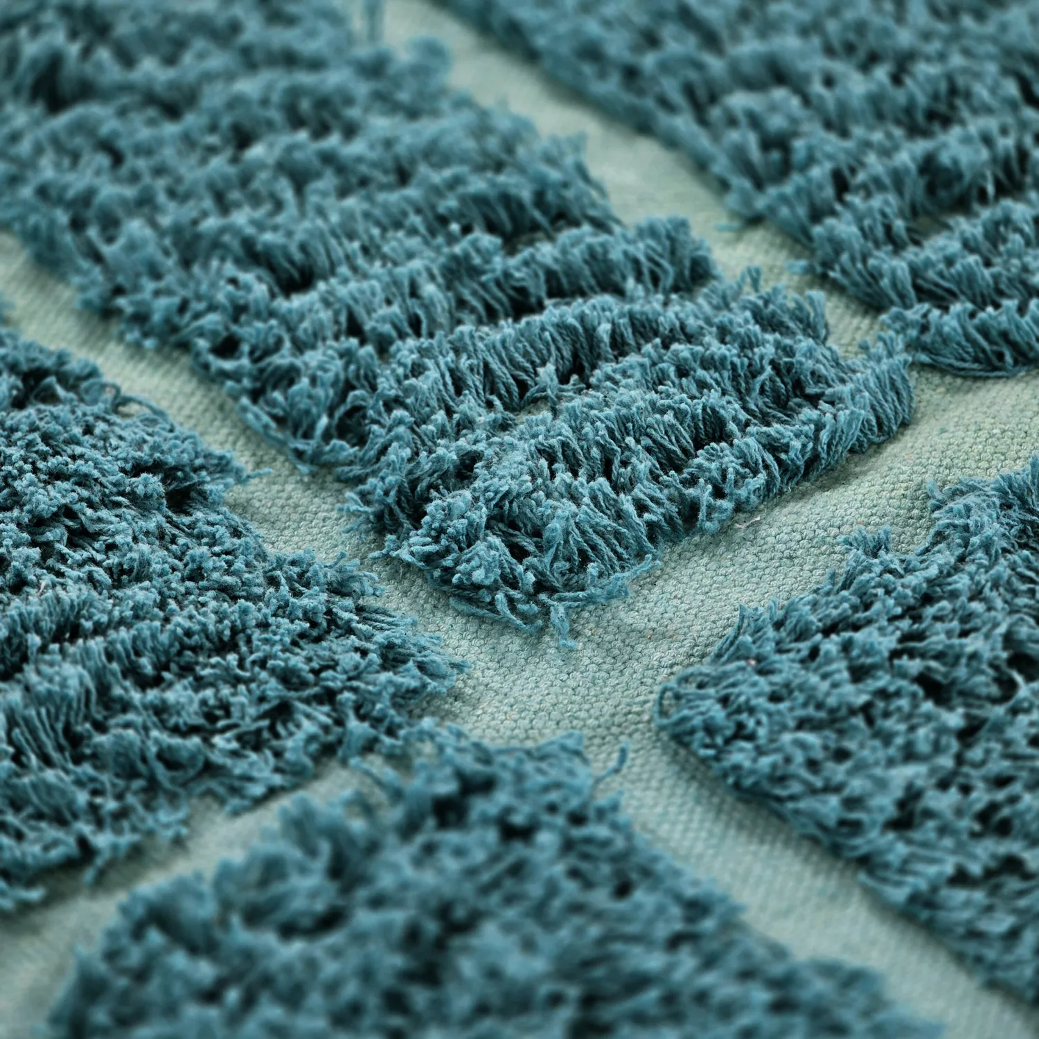 Rond vloerkleed - Ikara Natural Cotton Shaggy (turkoois)