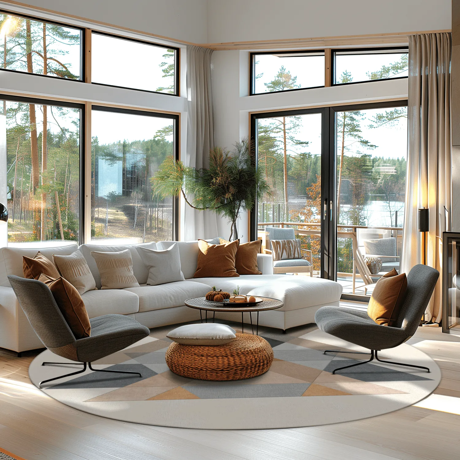 Rond vloerkleed - Jeral (beige/multi)