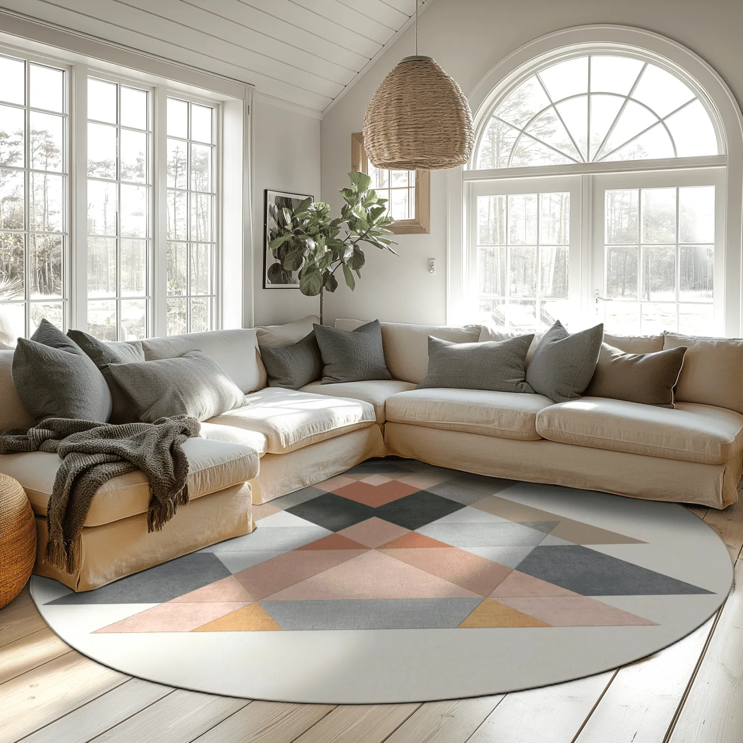 Rond vloerkleed - Jeral (beige/multi)