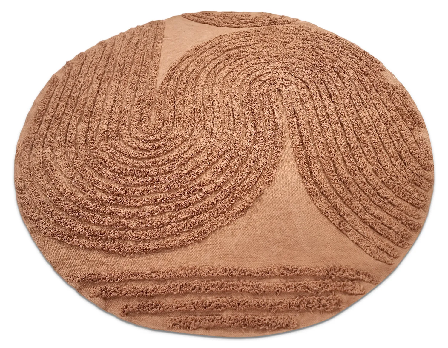 Ronde vloerkleden - Jovie Natural Cotton Shaggy (terracotta)