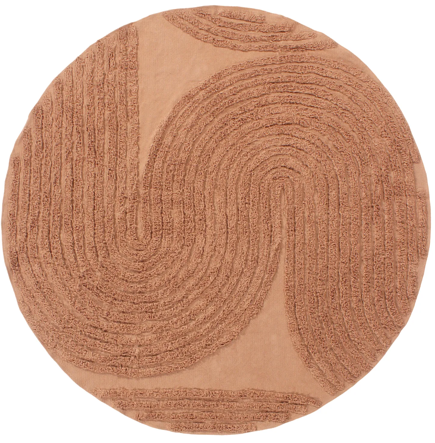 Ronde vloerkleden - Jovie Natural Cotton Shaggy (terracotta)