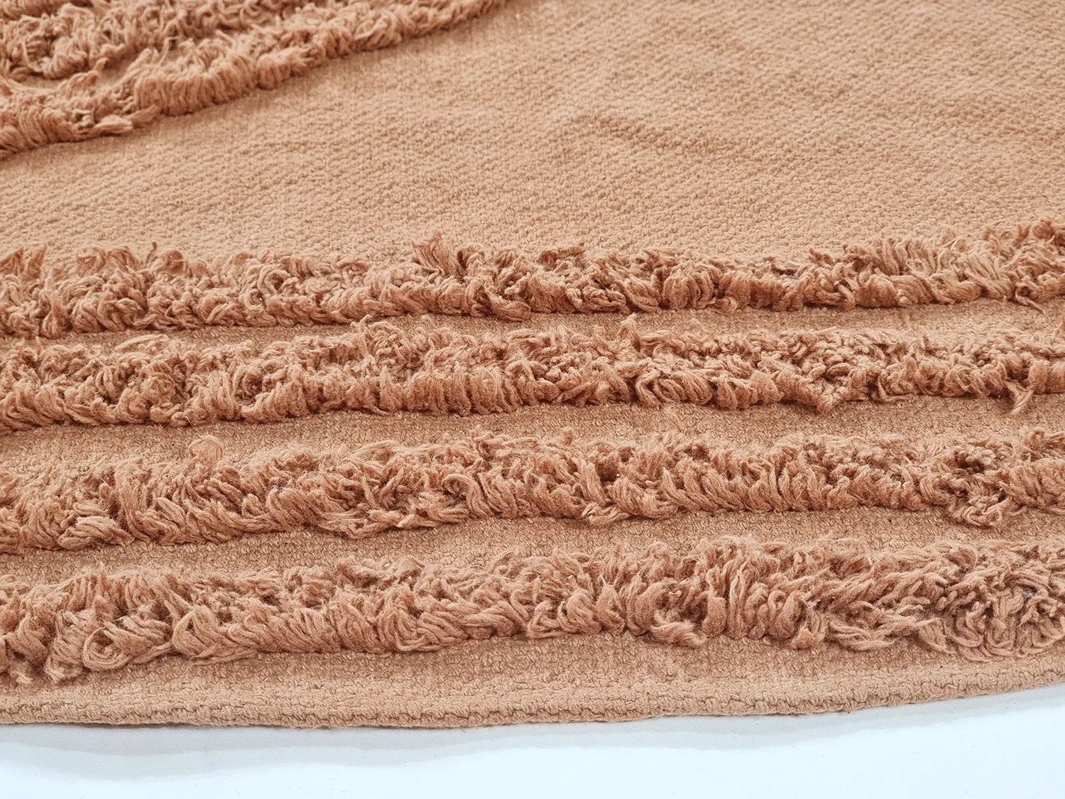 Ronde vloerkleden - Jovie Natural Cotton Shaggy (terracotta)