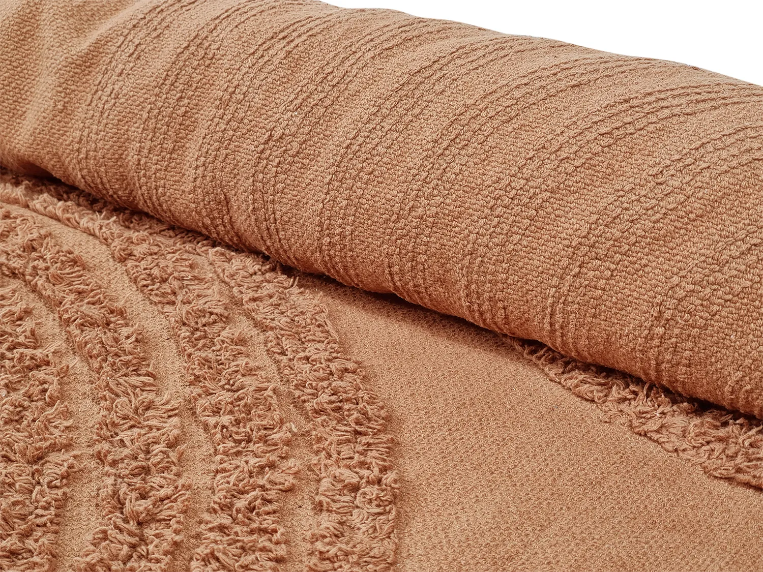 Ronde vloerkleden - Jovie Natural Cotton Shaggy (terracotta)