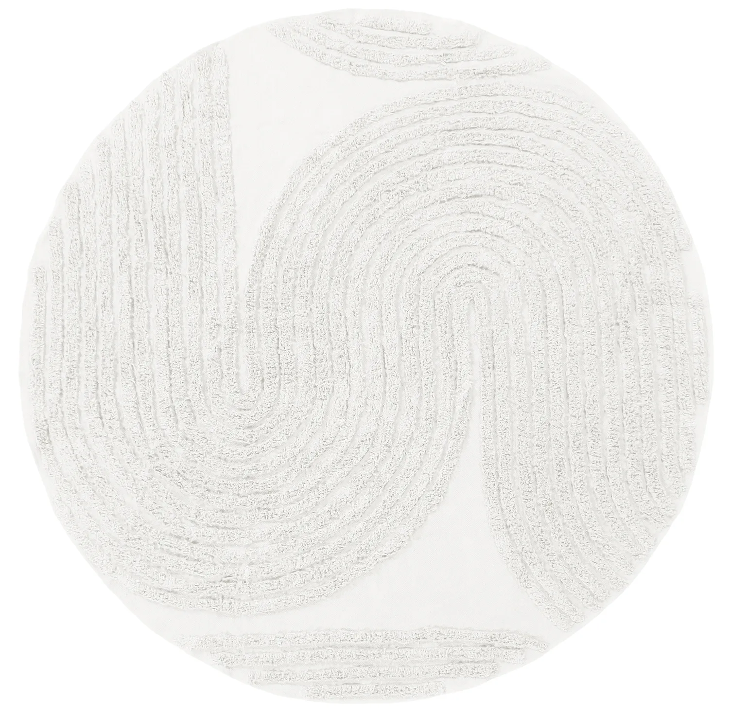 Ronde vloerkleden - Jovie Natural Cotton Shaggy (offwhite)