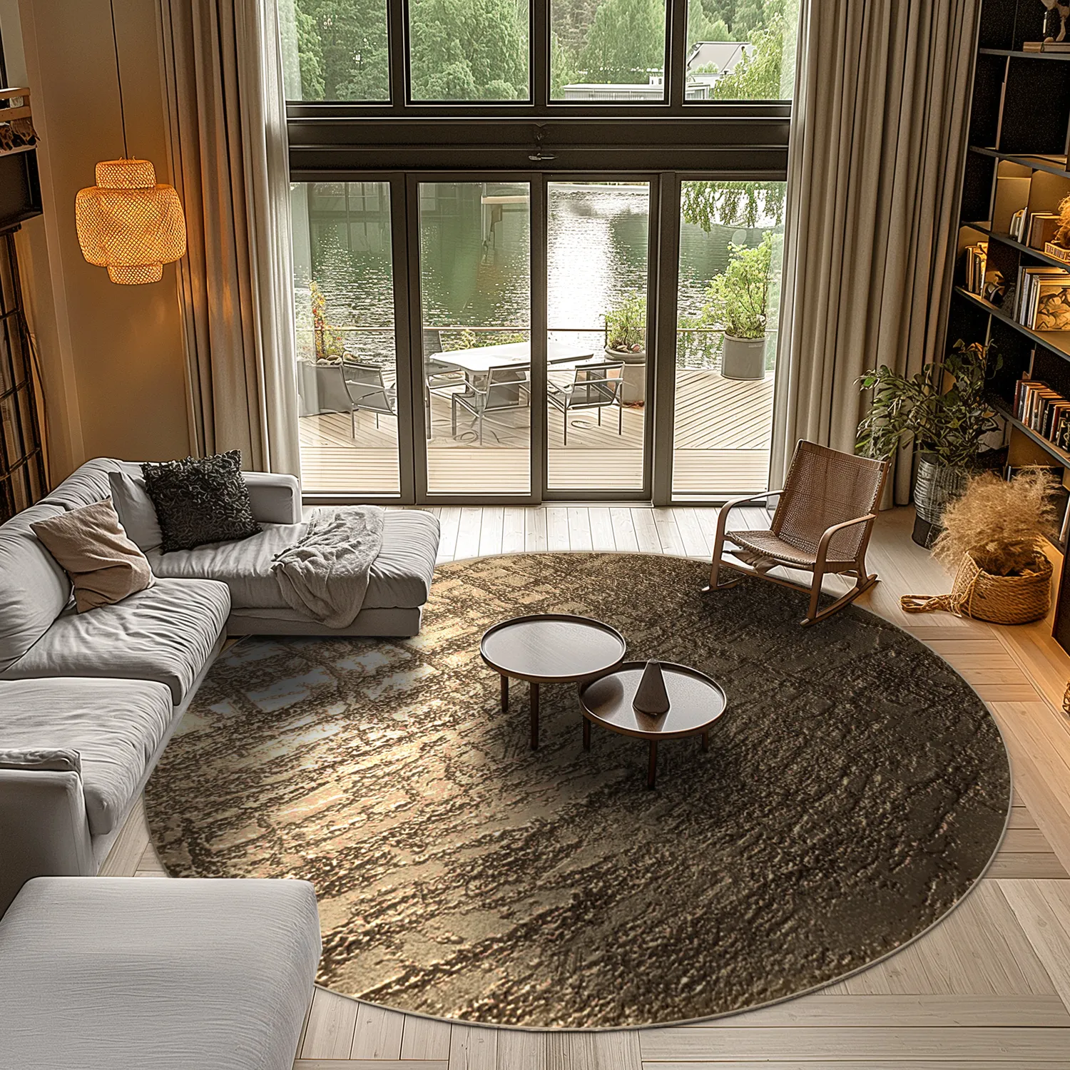 Rond vloerkleed - Junes (goud)