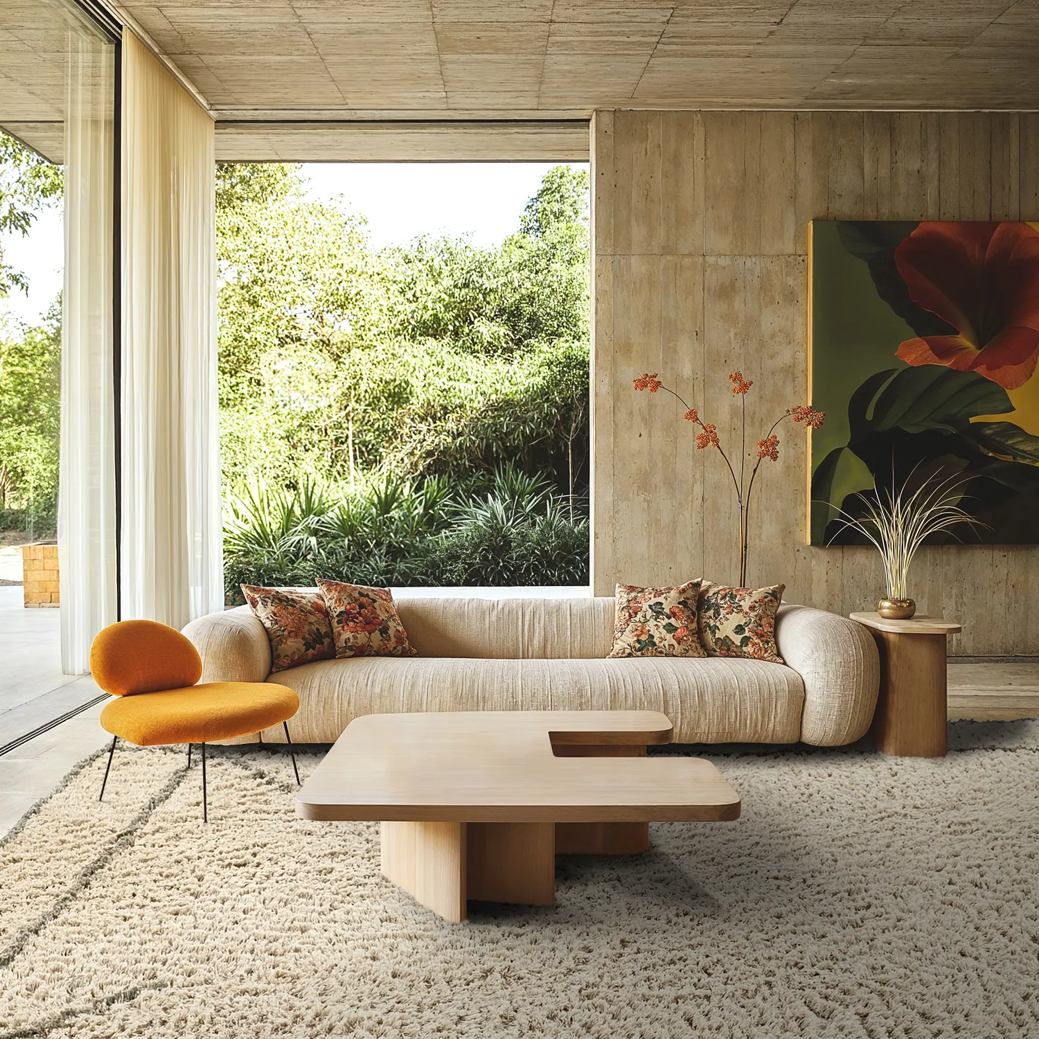 Hoogpolig vloerkleed - Kairi Natural Cotton Shaggy (beige/taupe)