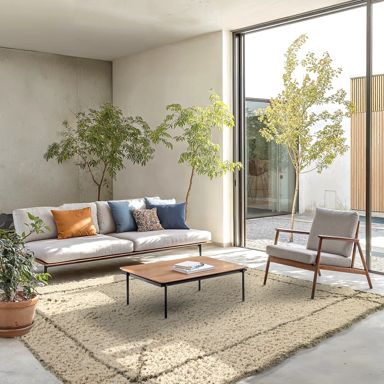 Hoogpolig vloerkleed - Kairi Natural Cotton Shaggy (beige/taupe)