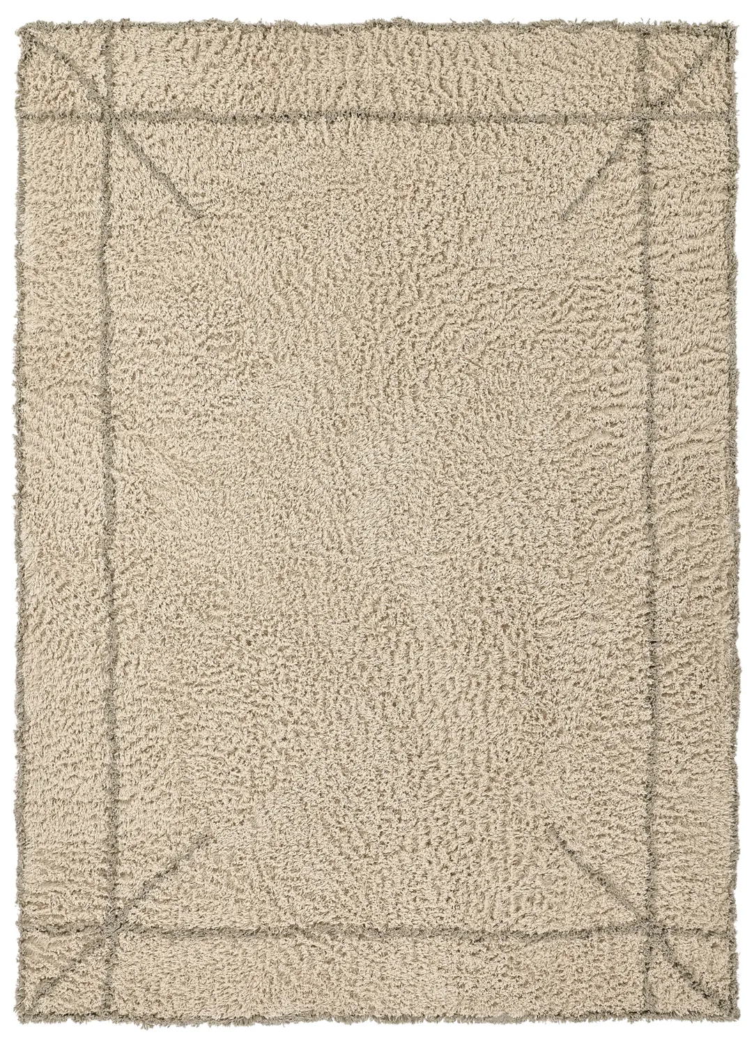 Hoogpolig vloerkleed - Kairi Natural Cotton Shaggy (beige/taupe)
