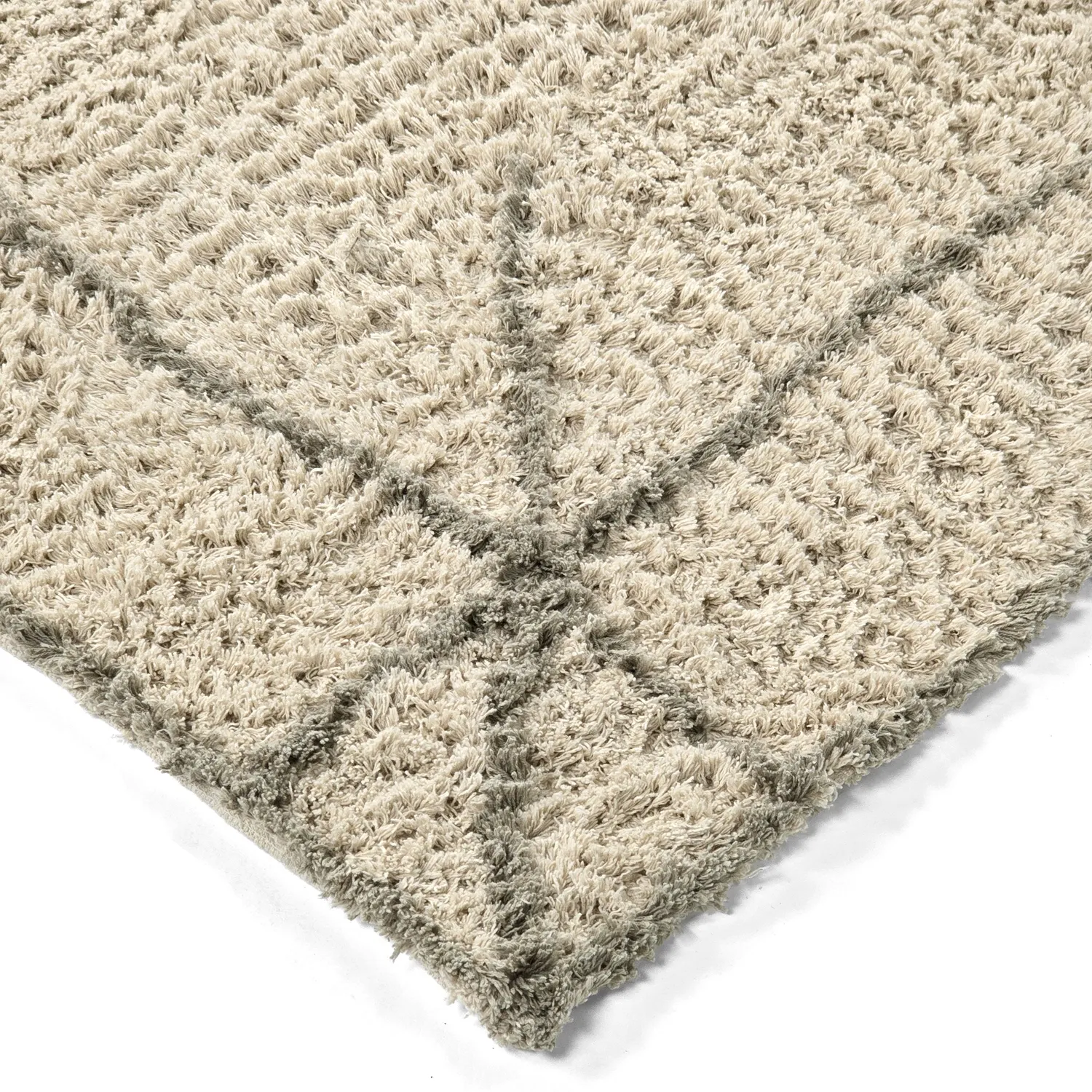 Hoogpolig vloerkleed - Kairi Natural Cotton Shaggy (beige/taupe)